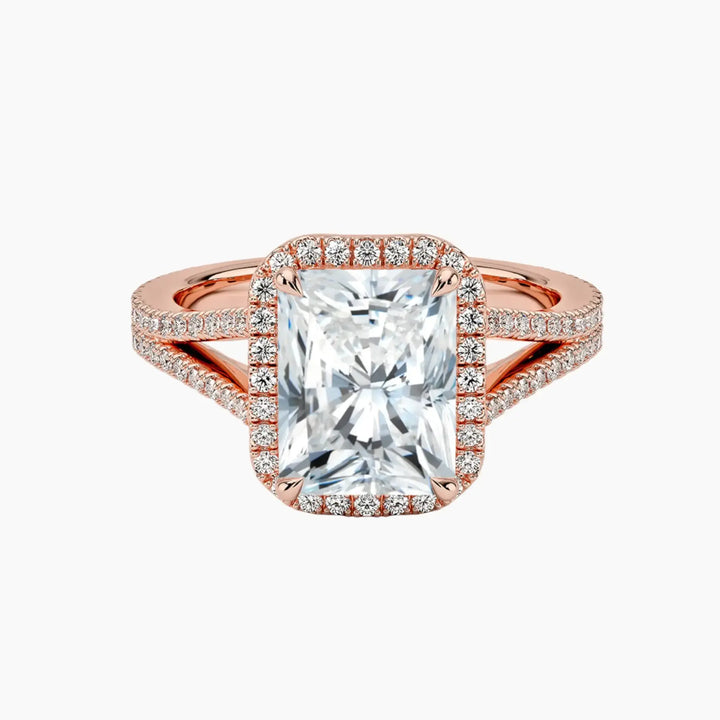 Zephyrine Radiant Designer 3 Carat Lab Grown Diamond Engagement Ring in 14K Rose Gold