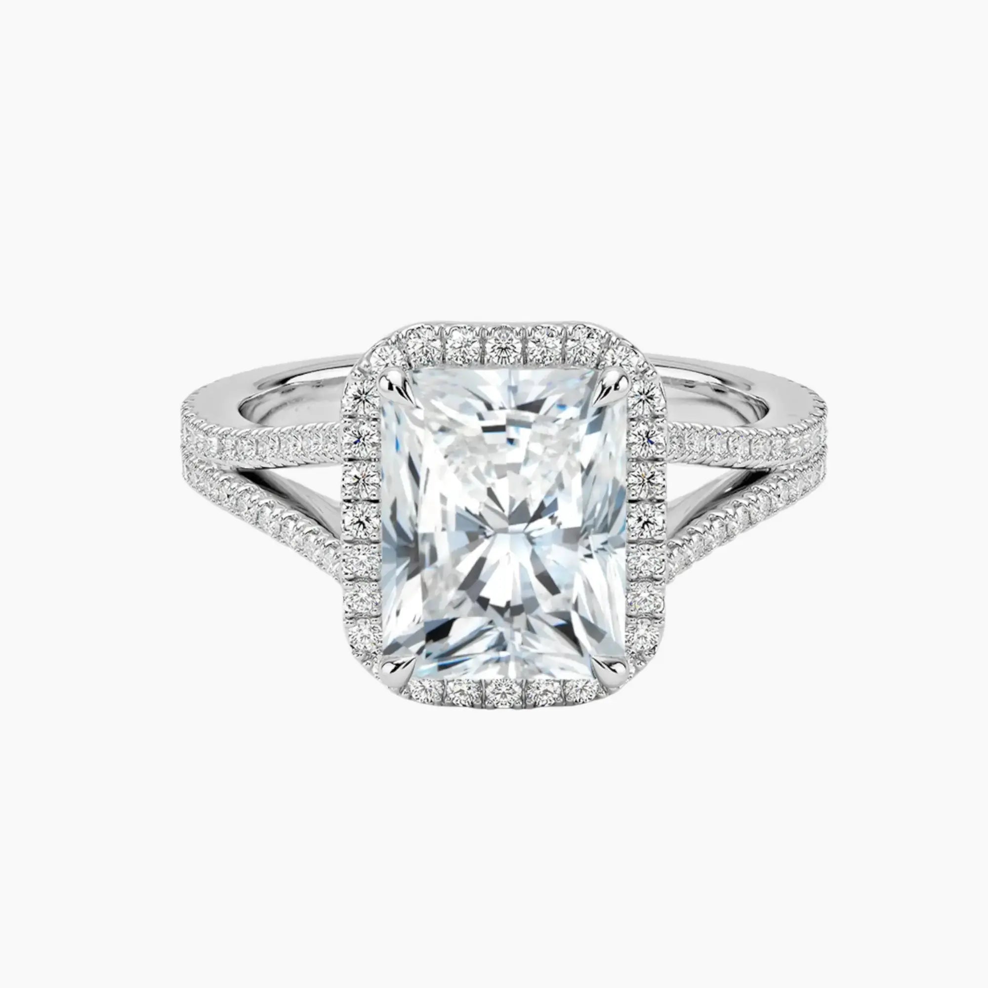 Zephyrine Radiant Designer 1.5 Carat Lab Grown Diamond Engagement Ring in 18K White Gold