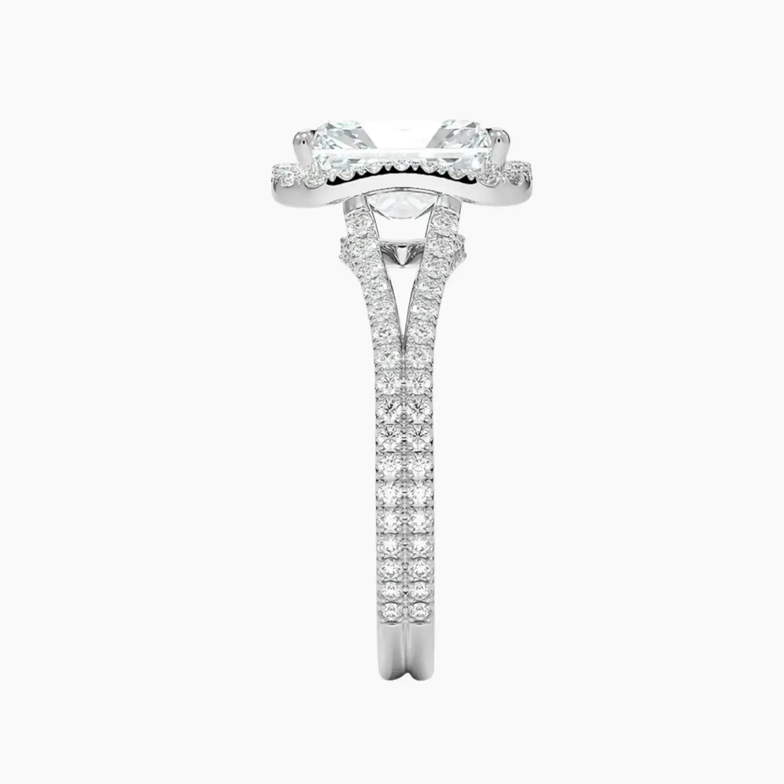 Zephyrine Radiant Designer 1 Carat Lab Grown Diamond Engagement Ring in 18K White Gold