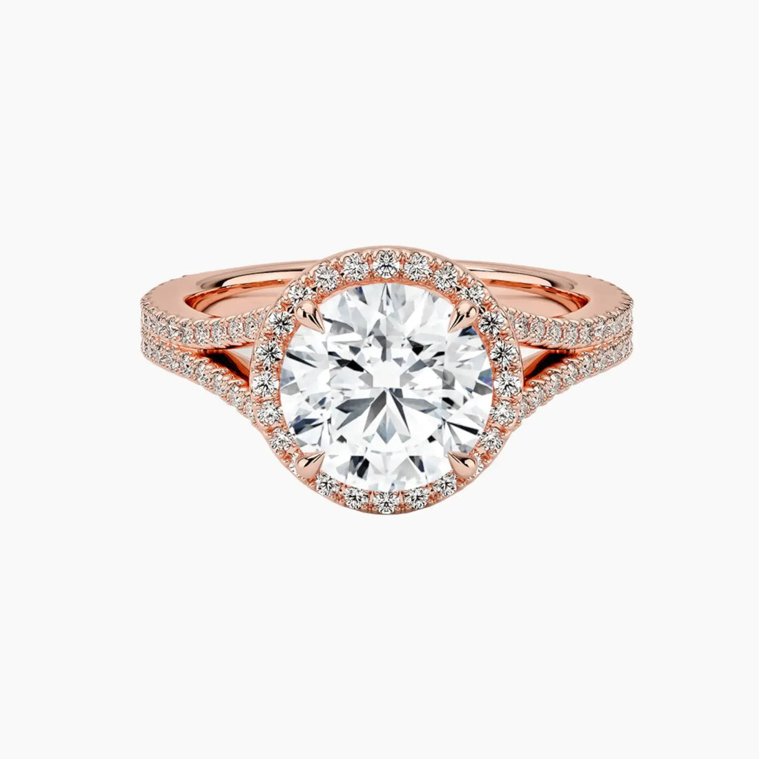 Zephyrine Round Designer Diamond Ring Setting in 14K Rose Gold