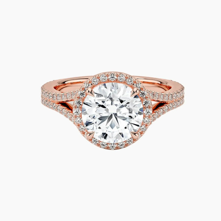 Zephyrine Round Designer 2 Carat Lab Grown Diamond Engagement Ring in 14K Rose Gold