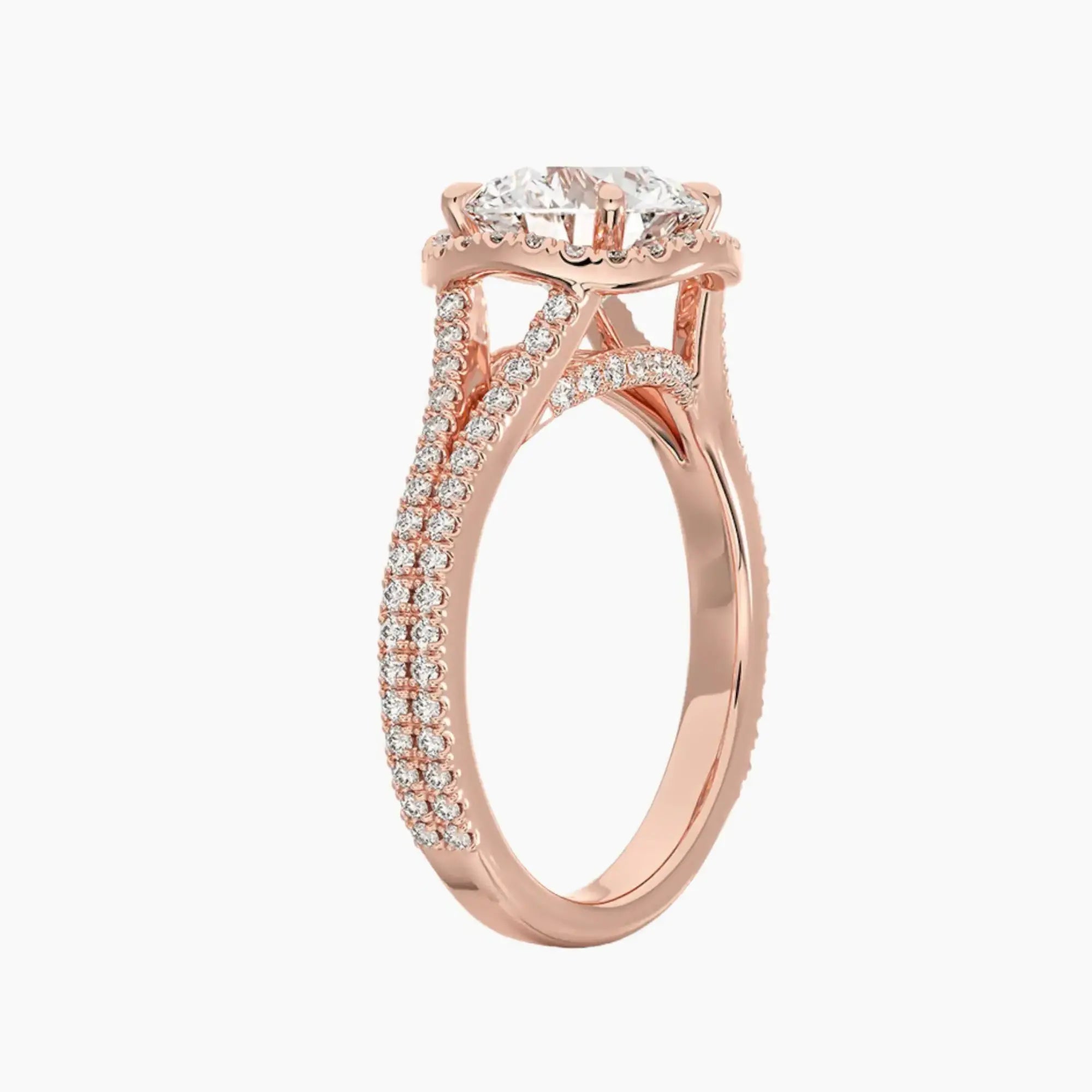 Zephyrine Round Designer Diamond Ring Setting in 18K Rose Gold