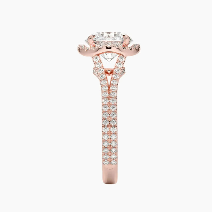 Zephyrine Round Designer 3 Carat Lab Grown Diamond Engagement Ring in 18K Yellow Gold