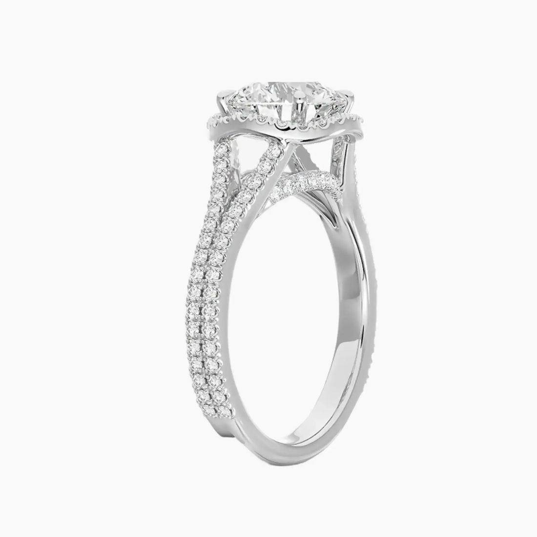 Zephyrine Round Designer 3 Carat Lab Grown Diamond Engagement Ring in 14K Yellow Gold