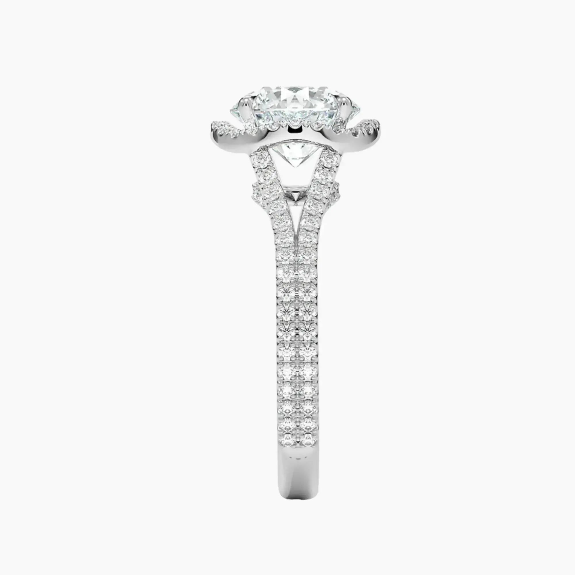 Zephyrine Round Designer 2.5 Carat Lab Grown Diamond Engagement Ring in 14K Yellow Gold