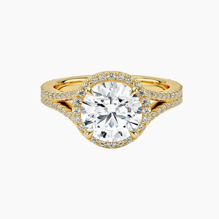 Zephyrine Round Designer 1 Carat Lab Grown Diamond Engagement Ring in 18K Yellow Gold