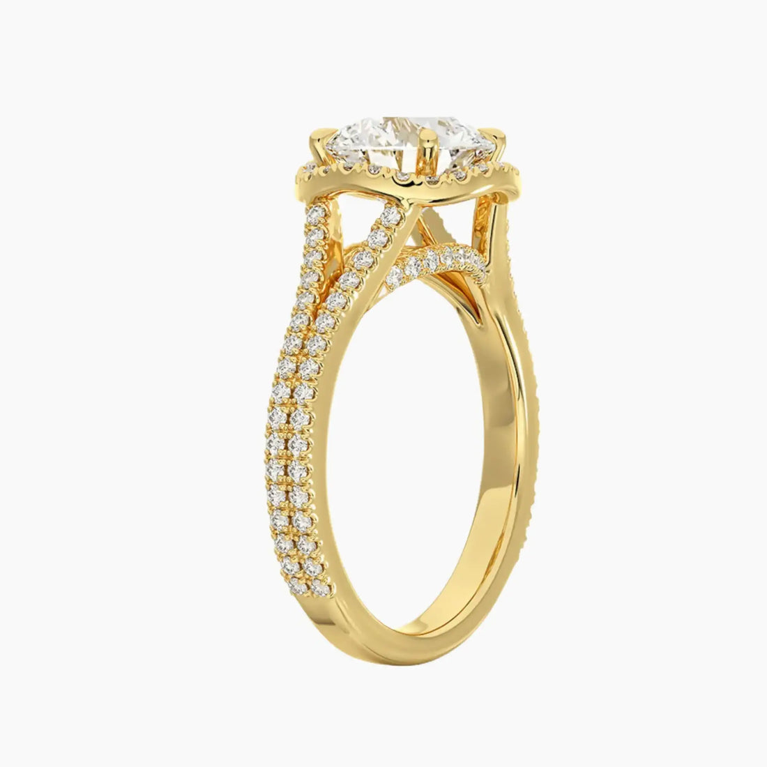 Zephyrine Round Designer 1.5 Carat Lab Grown Diamond Engagement Ring in 14K White Gold