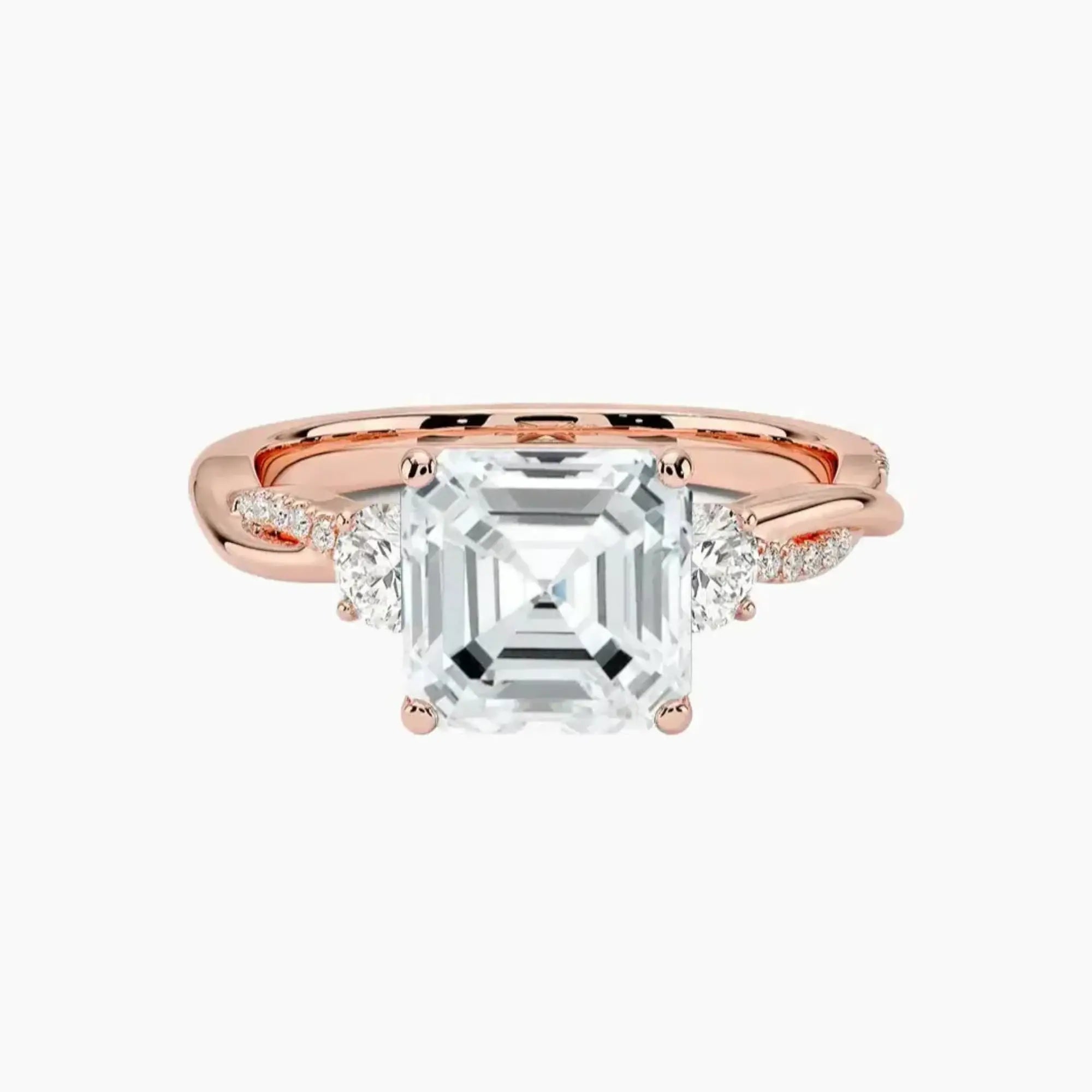 Calista Twisted Asscher Designer 3 Carat Lab Grown Diamond Engagement Ring in 18K Yellow Gold