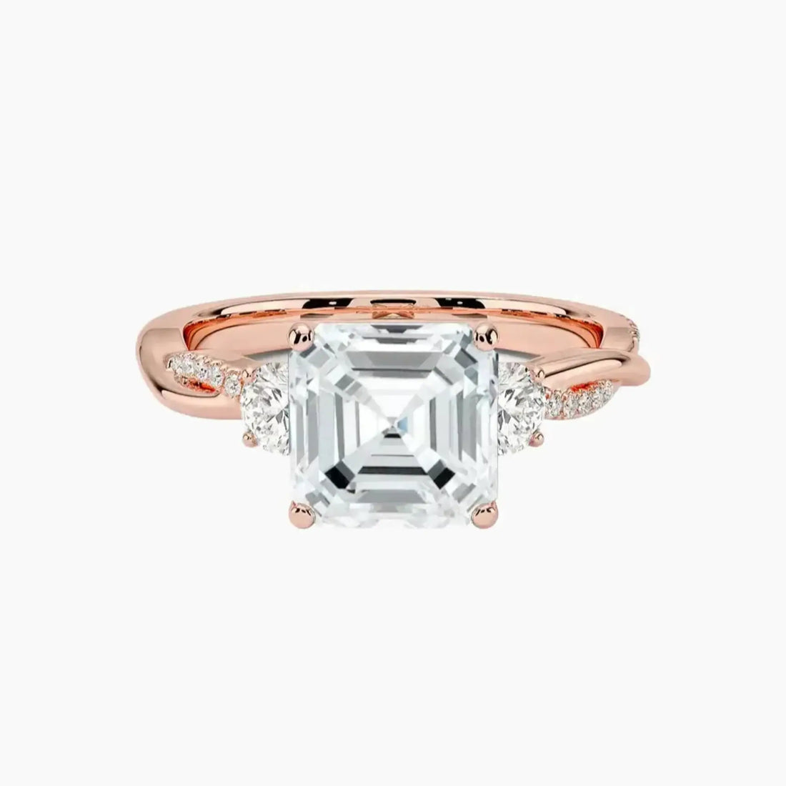 Calista Twisted Asscher Designer Diamond Ring Setting in 18K Yellow Gold