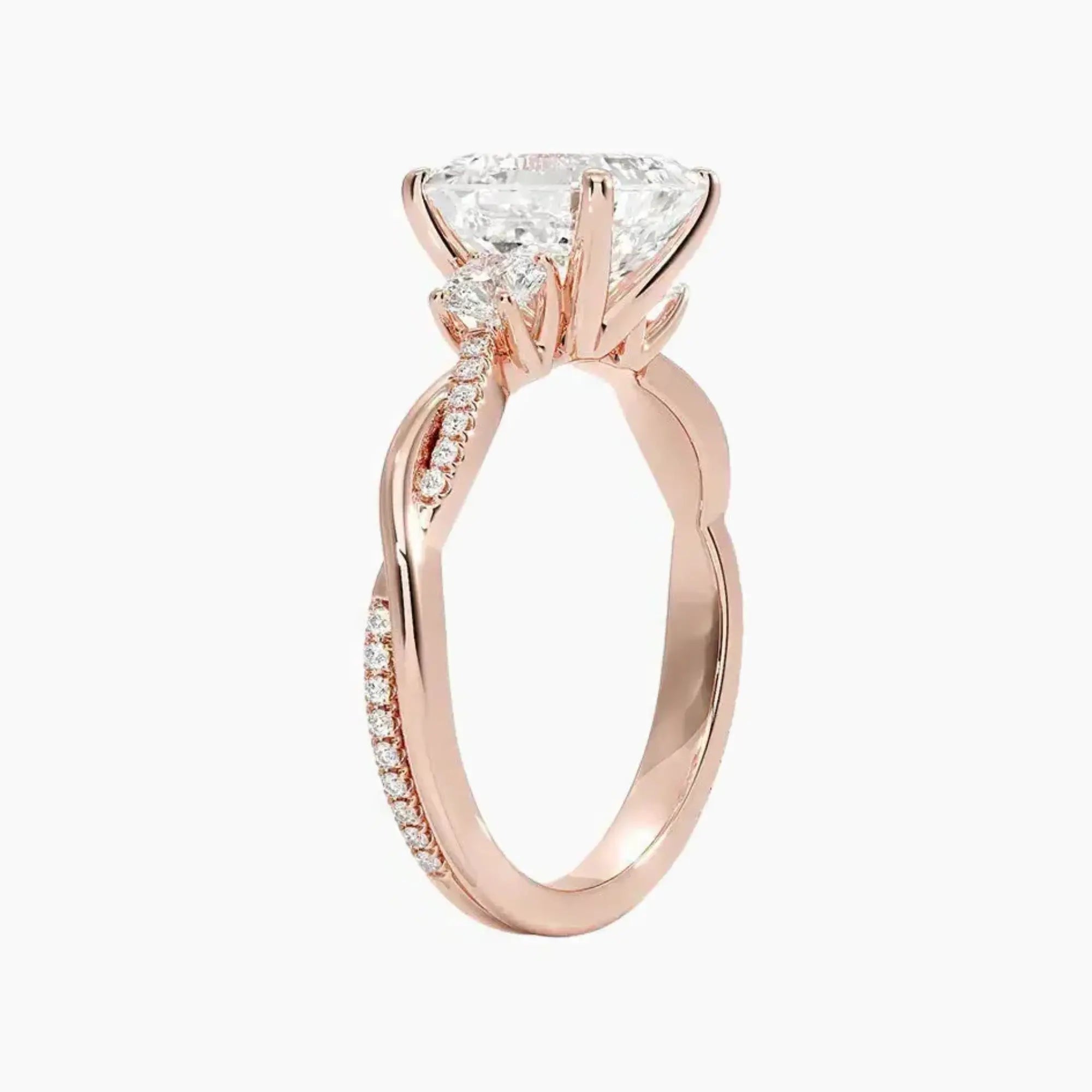 Calista Twisted Asscher Designer 1 Carat Lab Grown Diamond Engagement Ring in 18K Yellow Gold