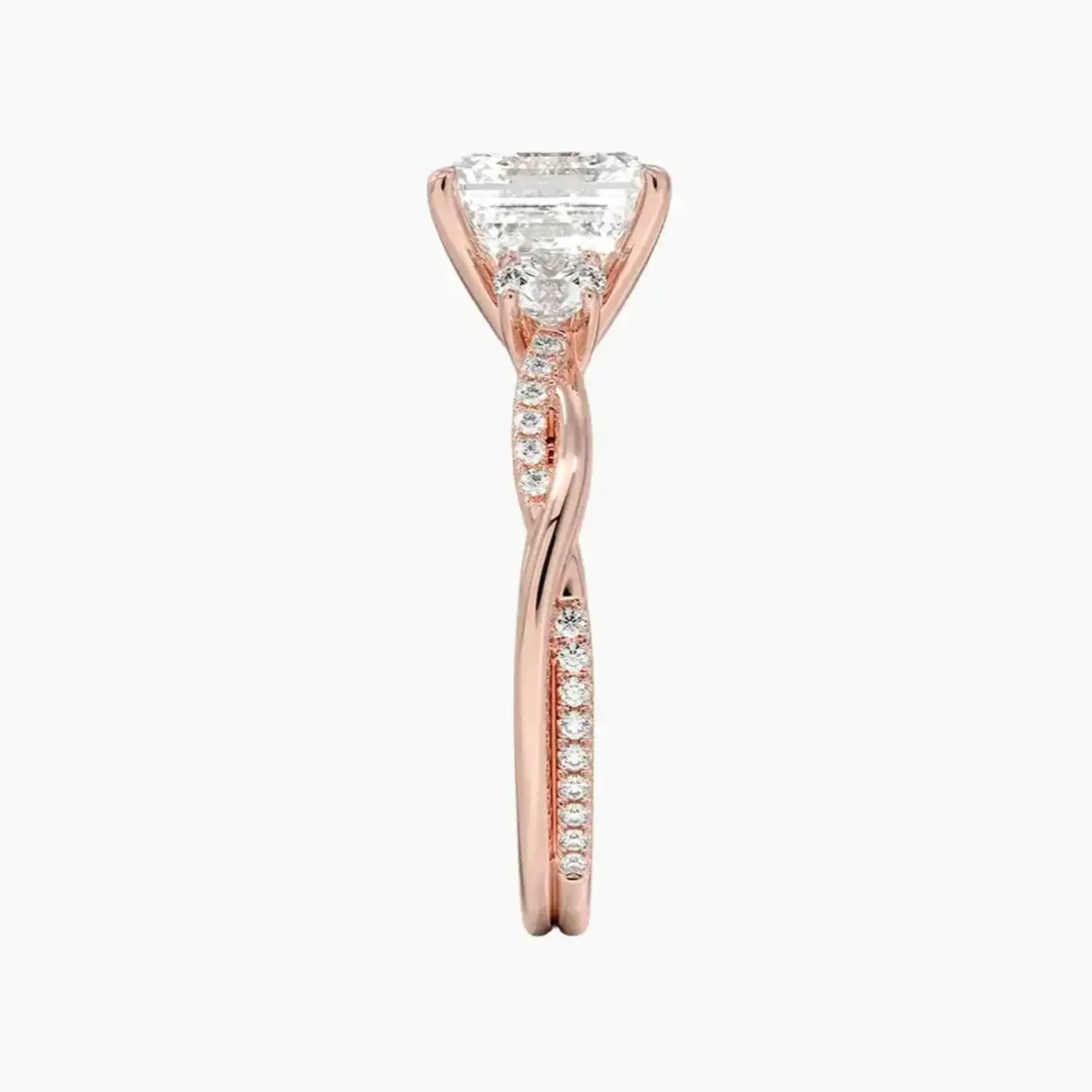 Calista Twisted Asscher Designer 3 Carat Lab Grown Diamond Engagement Ring in 14K White Gold