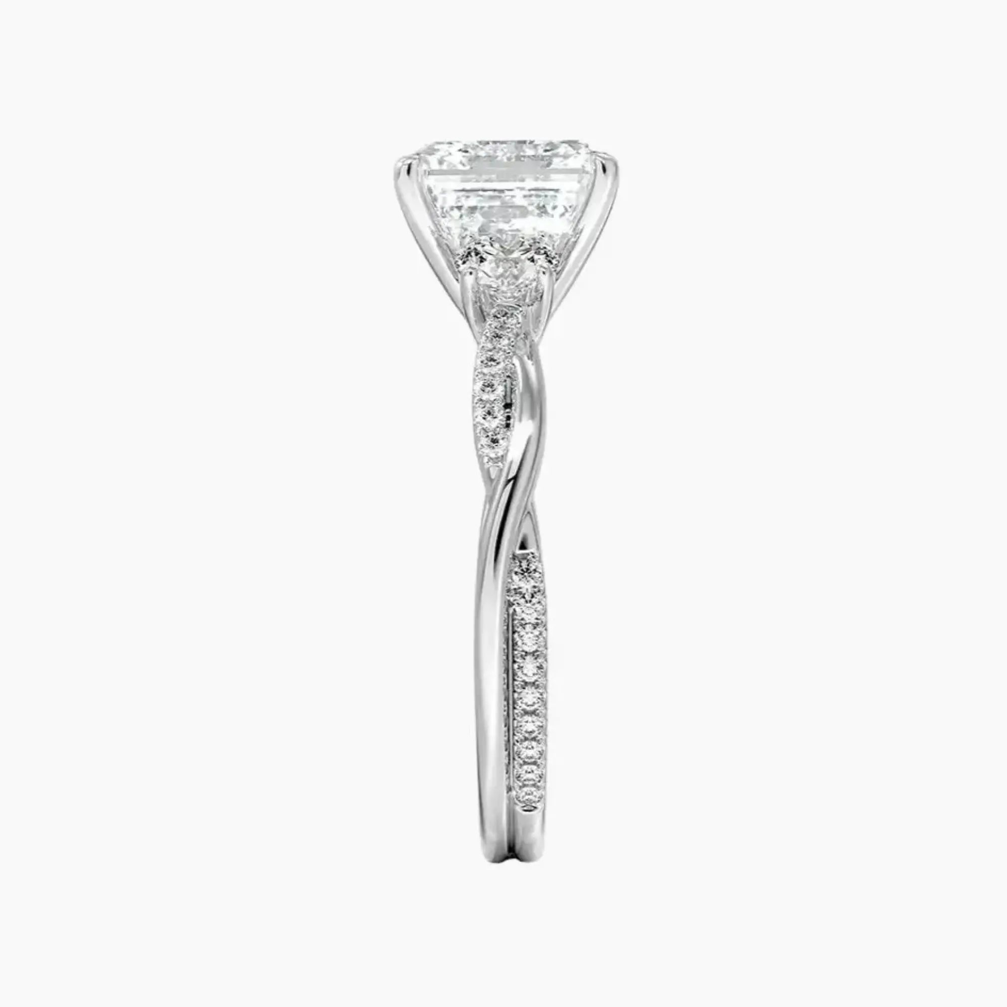 Calista Twisted Asscher Designer 3 Carat Lab Grown Diamond Engagement Ring in 14K Rose Gold