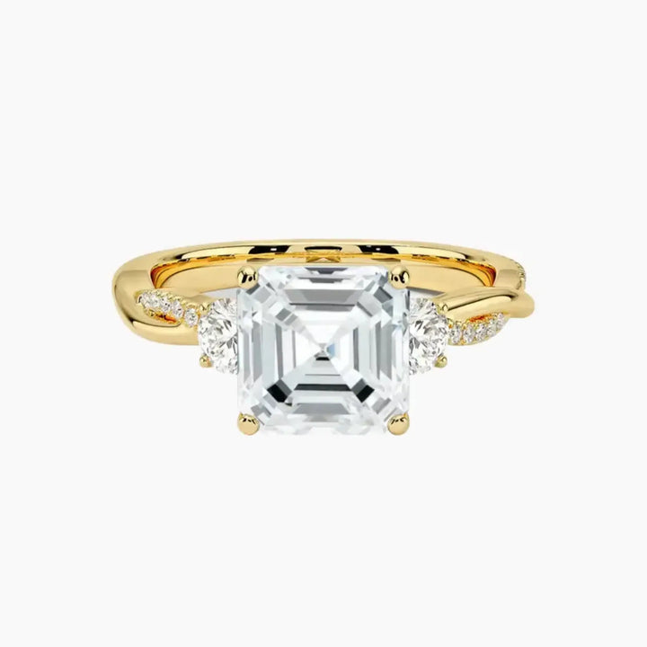 Calista Twisted Asscher Designer 3 Carat Lab Grown Diamond Engagement Ring in 14K Yellow Gold