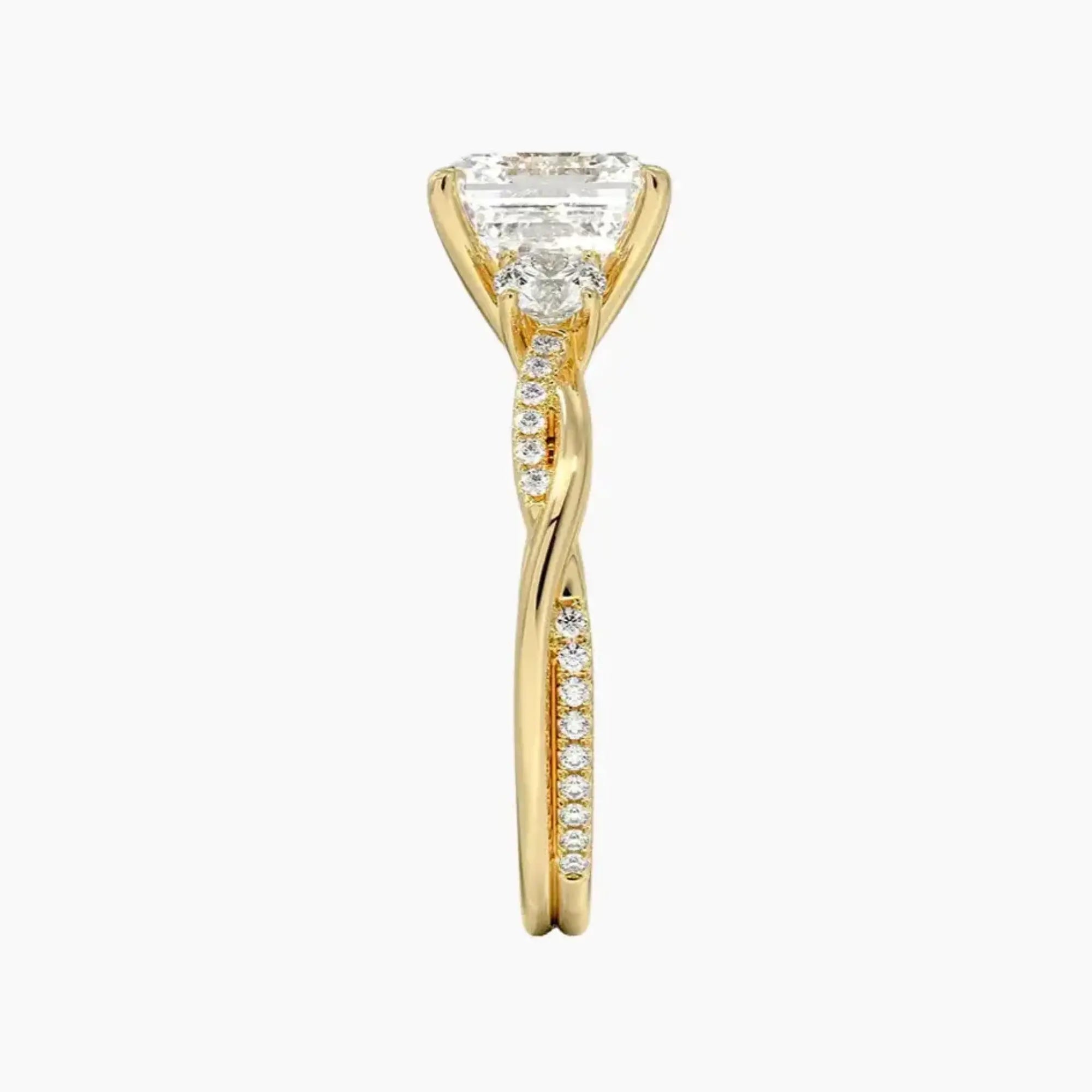 Calista Twisted Asscher Designer 3 Carat Lab Grown Diamond Engagement Ring in 18K Rose Gold