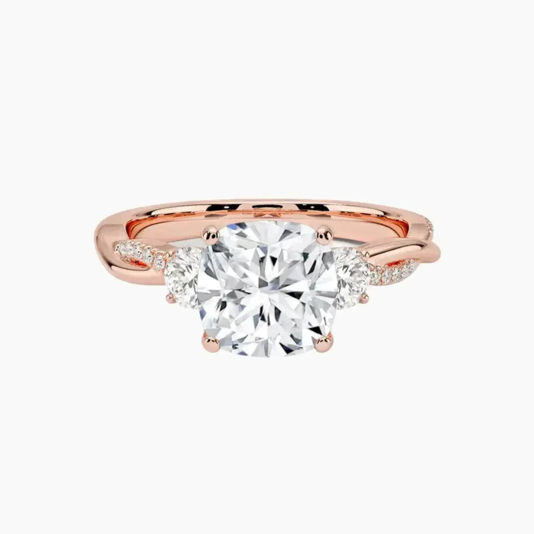 Calista Twisted Cushion Designer 1.5 Carat Lab Grown Diamond Engagement Ring in 14K White Gold
