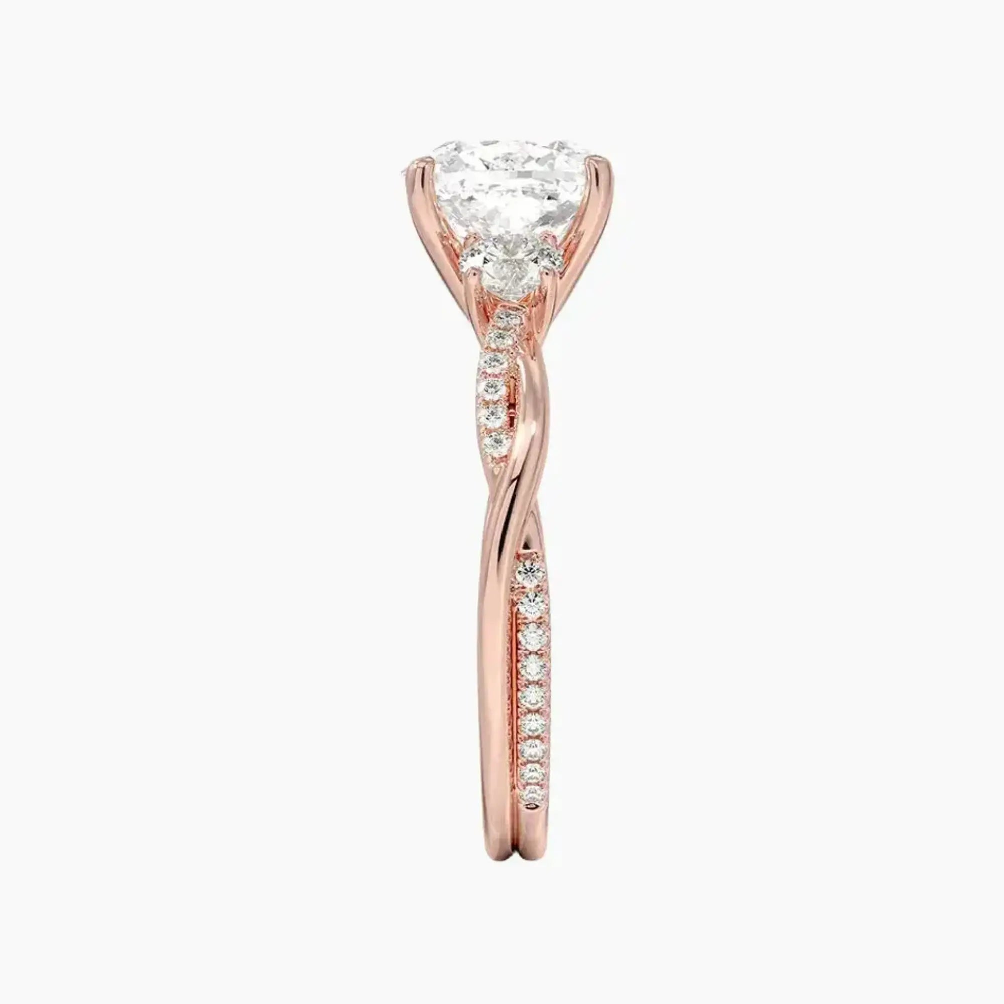 Calista Twisted Cushion Designer 2 Carat Lab Grown Diamond Engagement Ring in 14K Yellow Gold