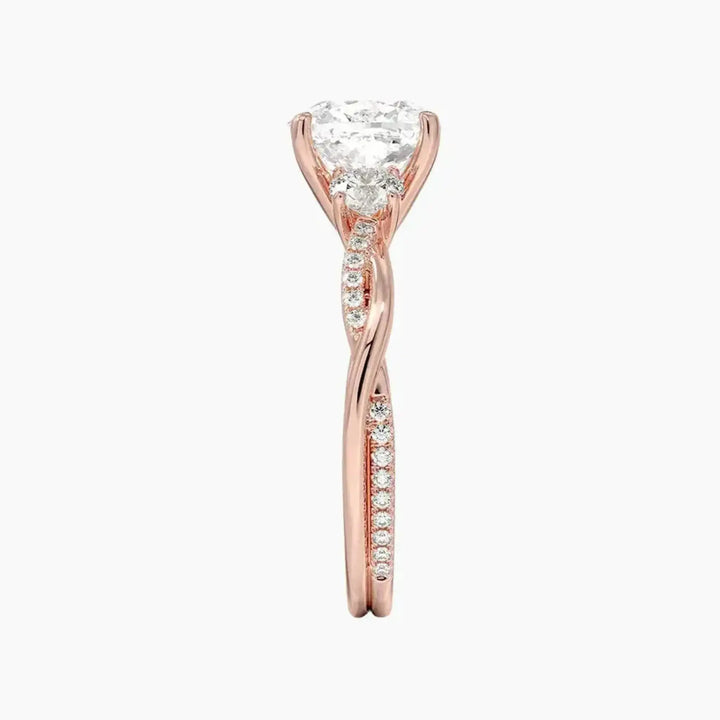 Calista Twisted Cushion Designer 1.5 Carat Lab Grown Diamond Engagement Ring in 18K Yellow Gold