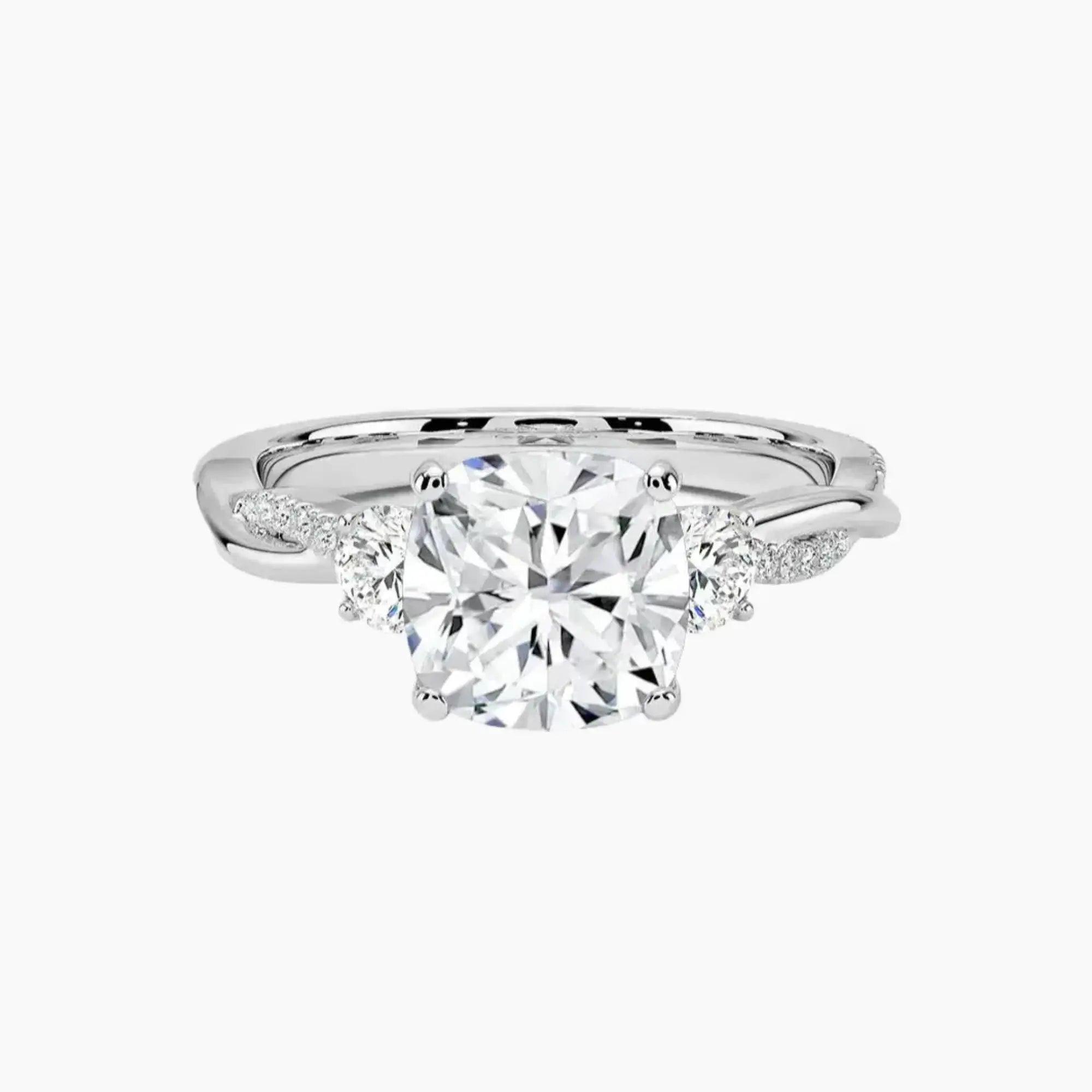 Calista Twisted Cushion Designer 3 Carat Lab Grown Diamond Engagement Ring in 18K Yellow Gold