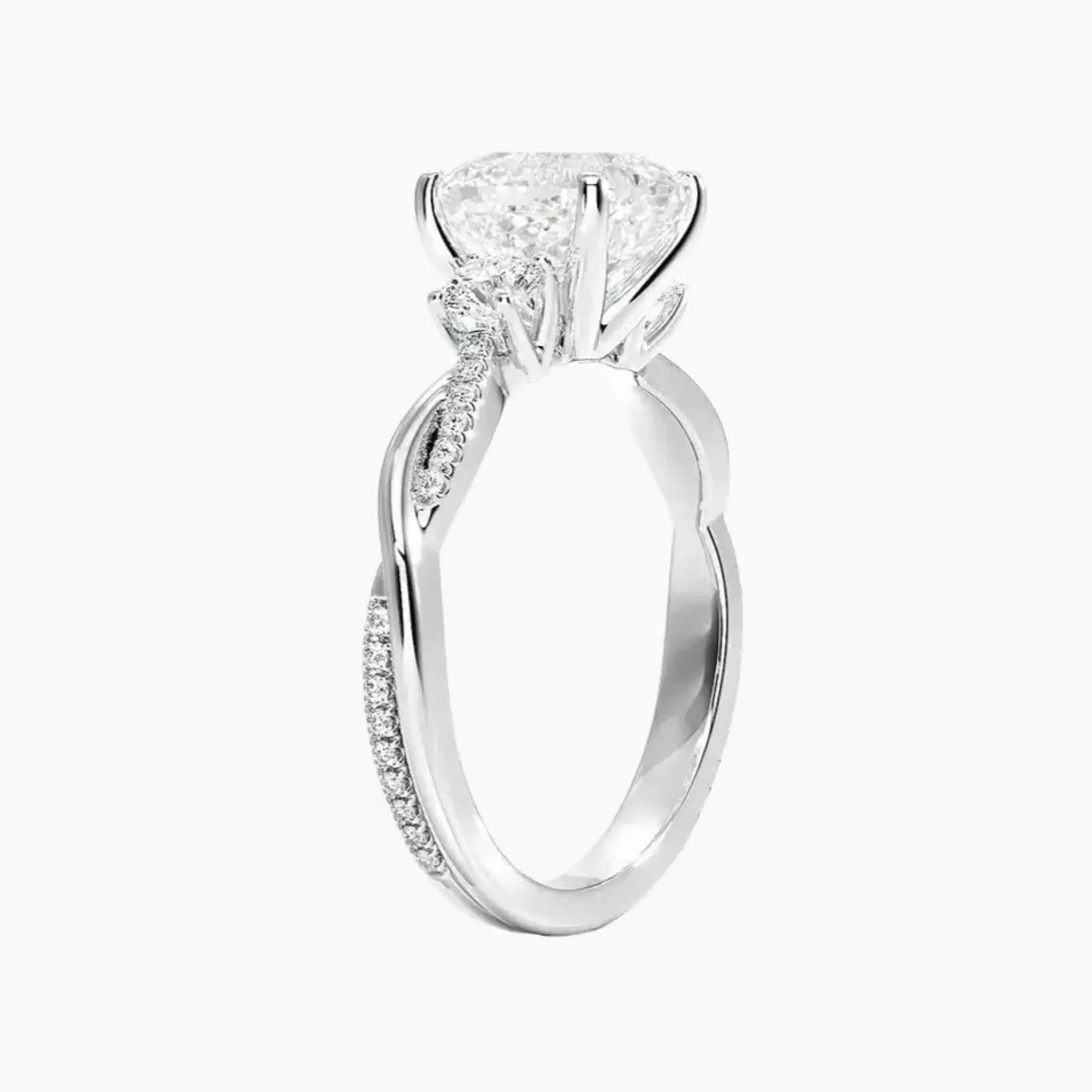 Calista Twisted Cushion Designer 3 Carat Lab Grown Diamond Engagement Ring in 14K Rose Gold