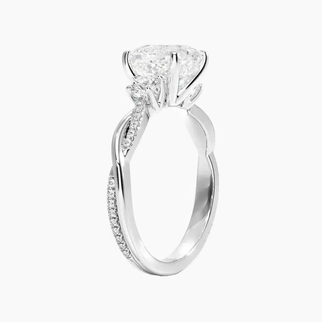 Calista Twisted Cushion Designer 2.5 Carat Lab Grown Diamond Engagement Ring in 18K Rose Gold