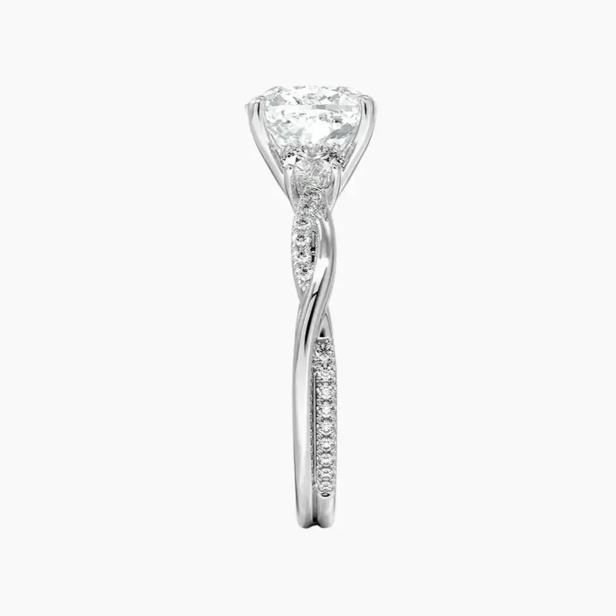 Calista Twisted Cushion Designer 2 Carat Lab Grown Diamond Engagement Ring in 18K Rose Gold