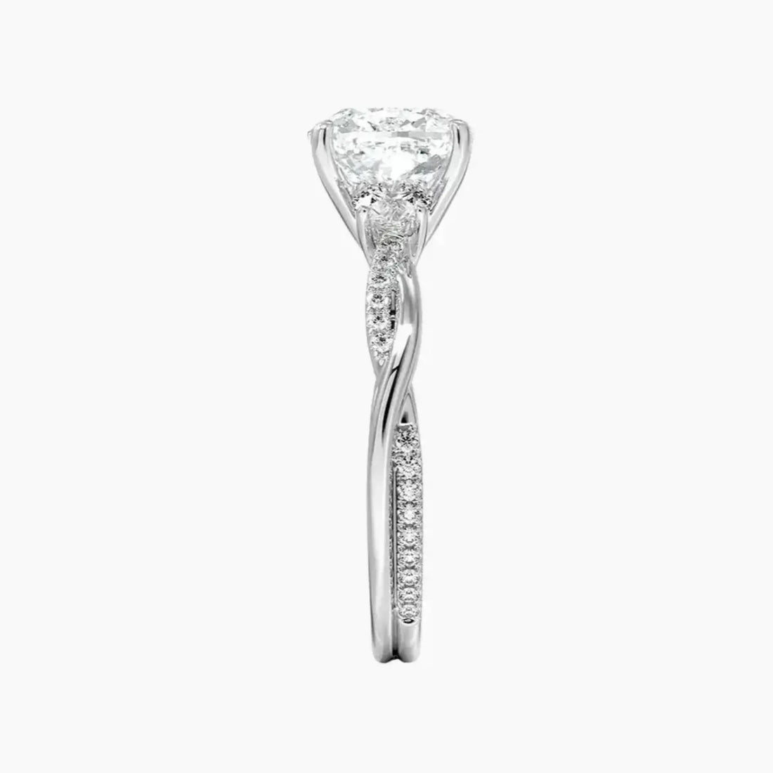 Calista Twisted Cushion Designer 1.5 Carat Lab Grown Diamond Engagement Ring in 18K White Gold
