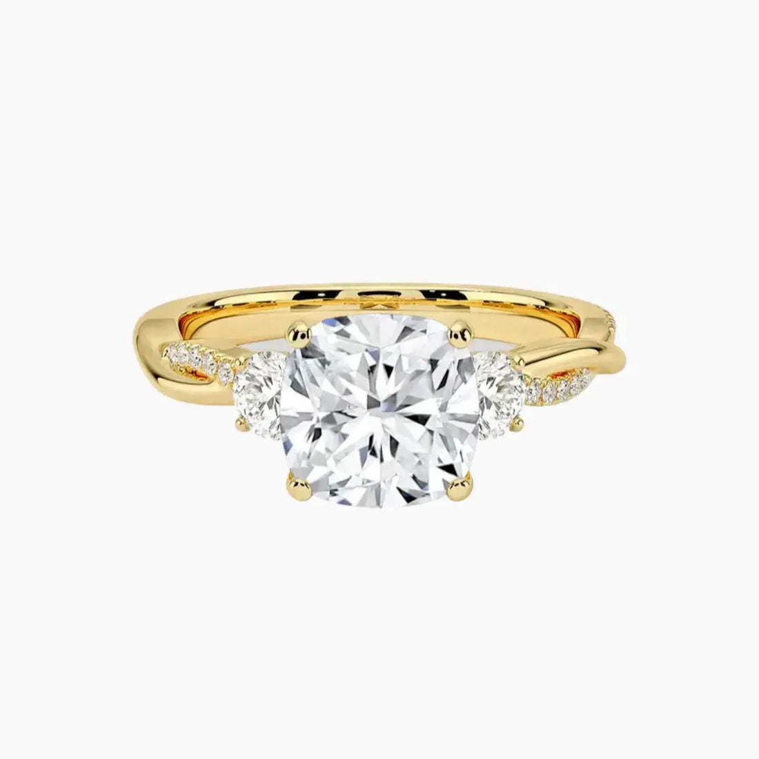 Calista Twisted Cushion Designer 2 Carat Lab Grown Diamond Engagement Ring in 18K Rose Gold