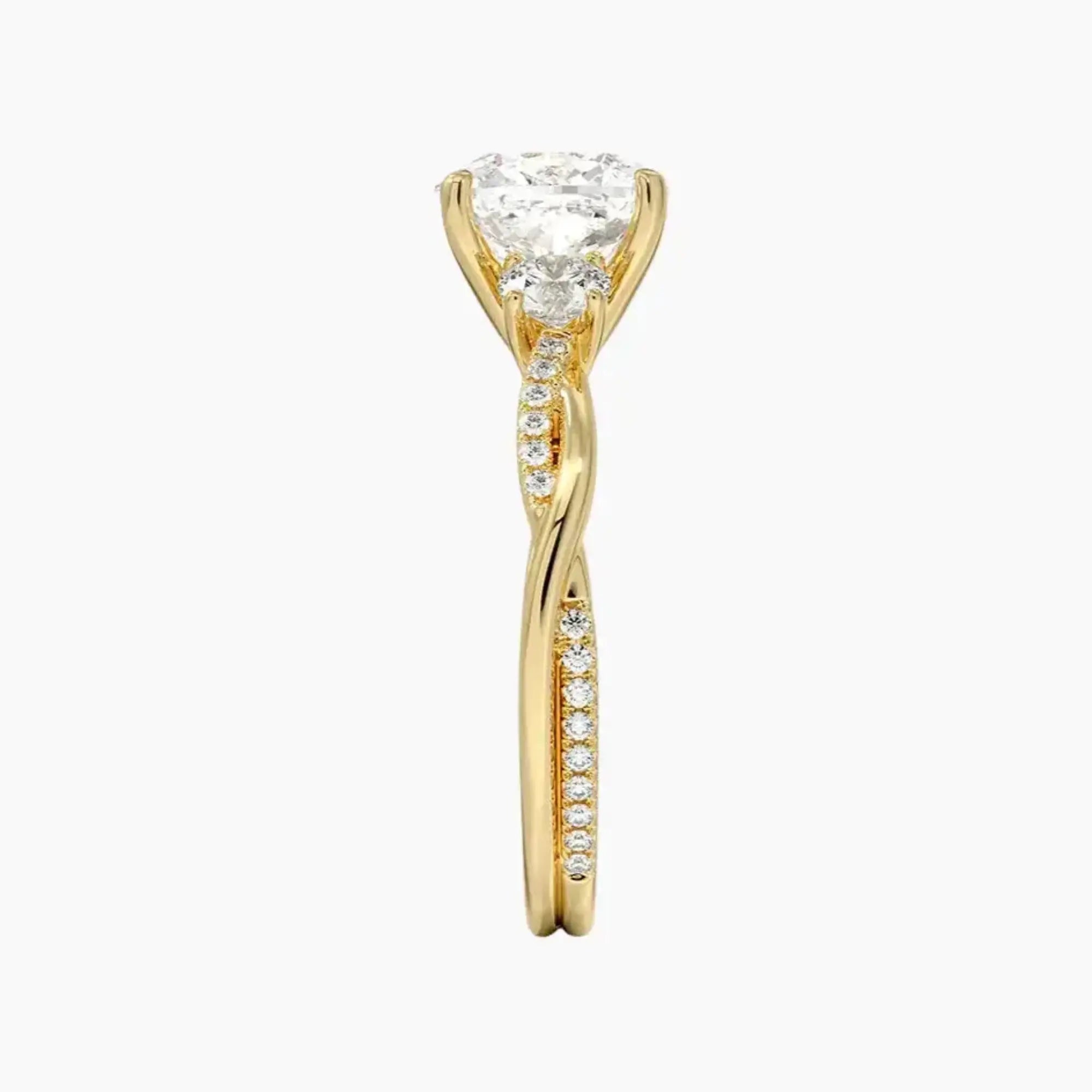 Calista Twisted Cushion Designer 1.5 Carat Lab Grown Diamond Engagement Ring in 14K Rose Gold