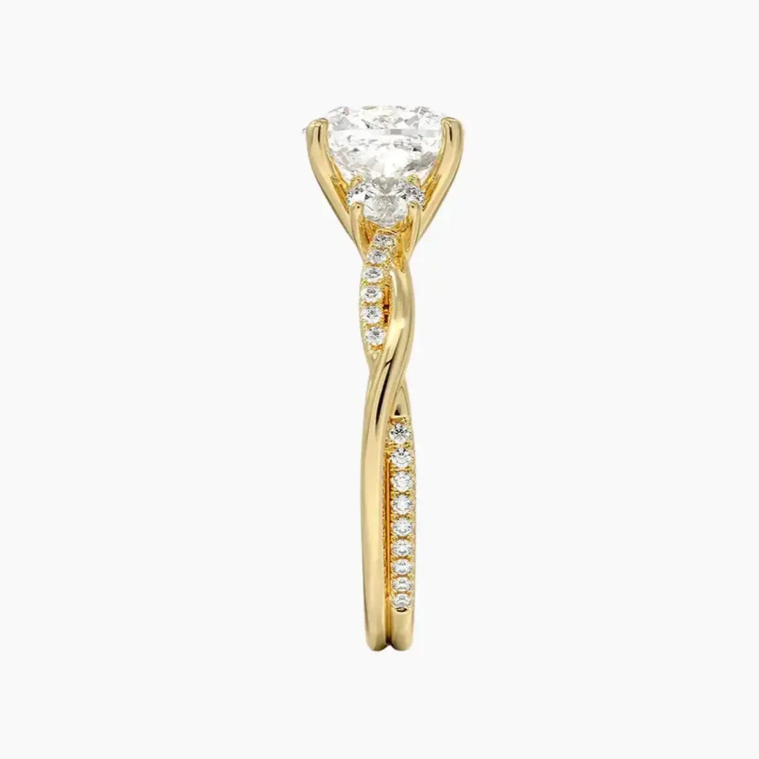 Calista Twisted Cushion Designer 3 Carat Lab Grown Diamond Engagement Ring in 14K Rose Gold
