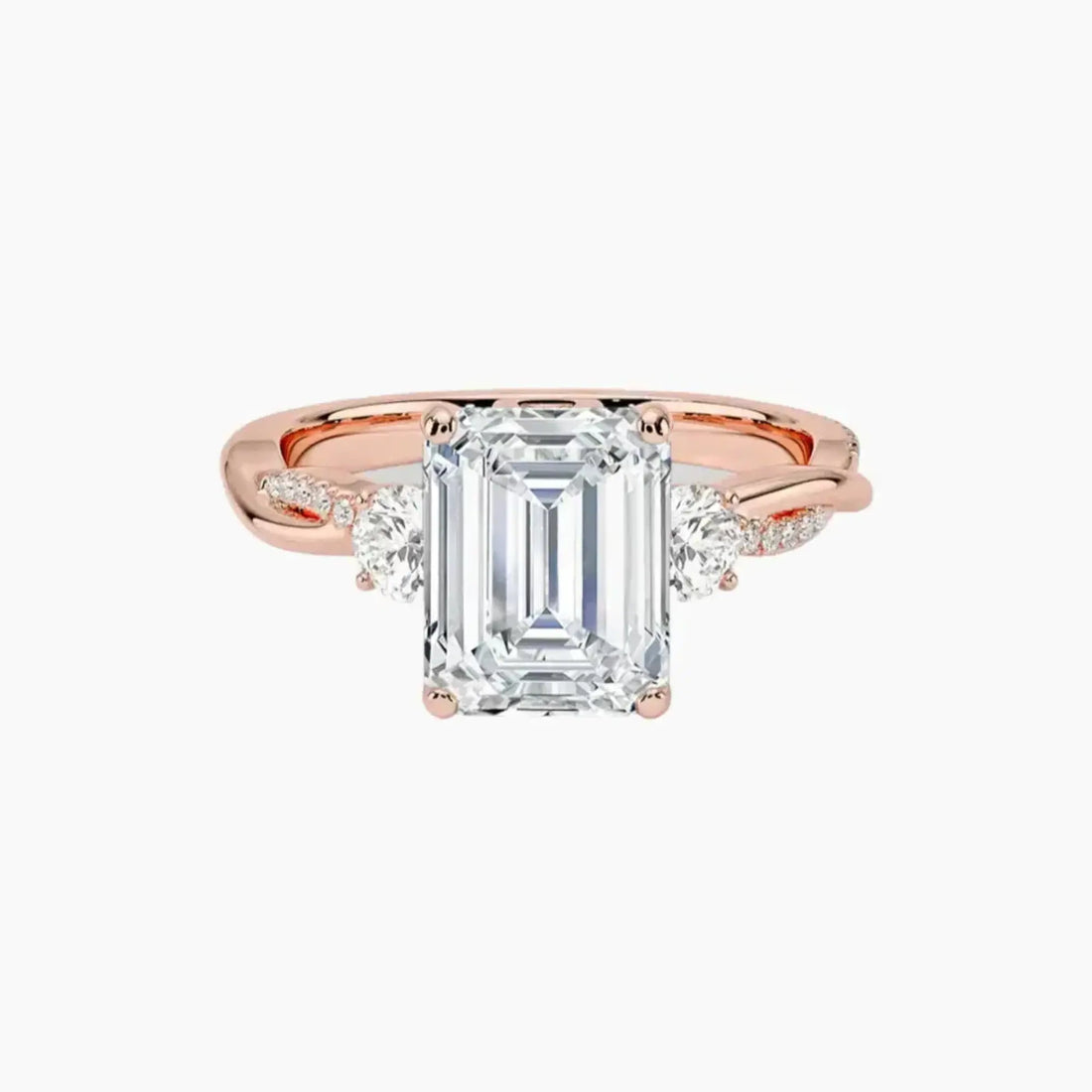 Calista Twisted Emerald Designer 1 Carat Lab Grown Diamond Engagement Ring in 18K Yellow Gold