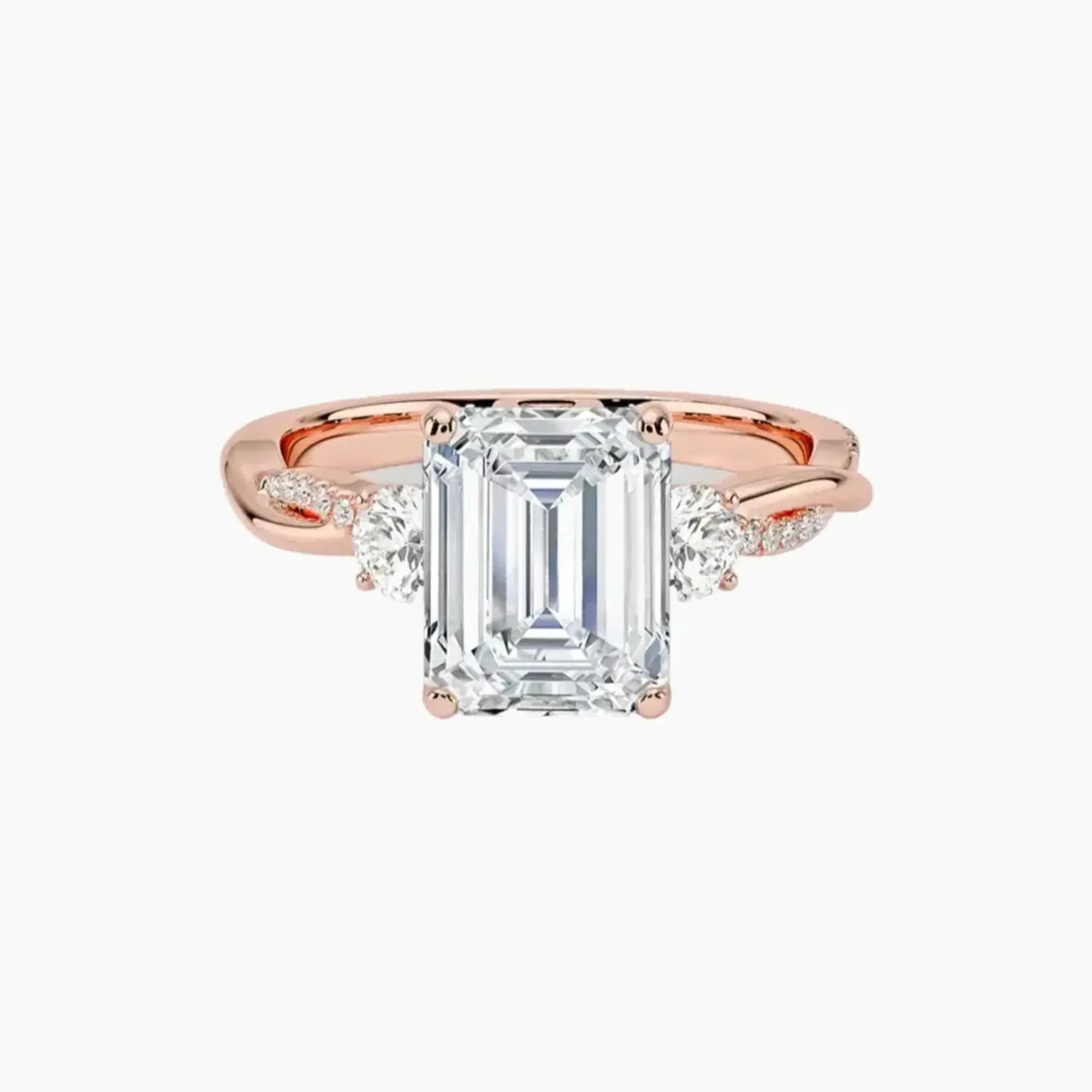 Calista Twisted Emerald Designer 2 Carat Lab Grown Diamond Engagement Ring in 18K Yellow Gold