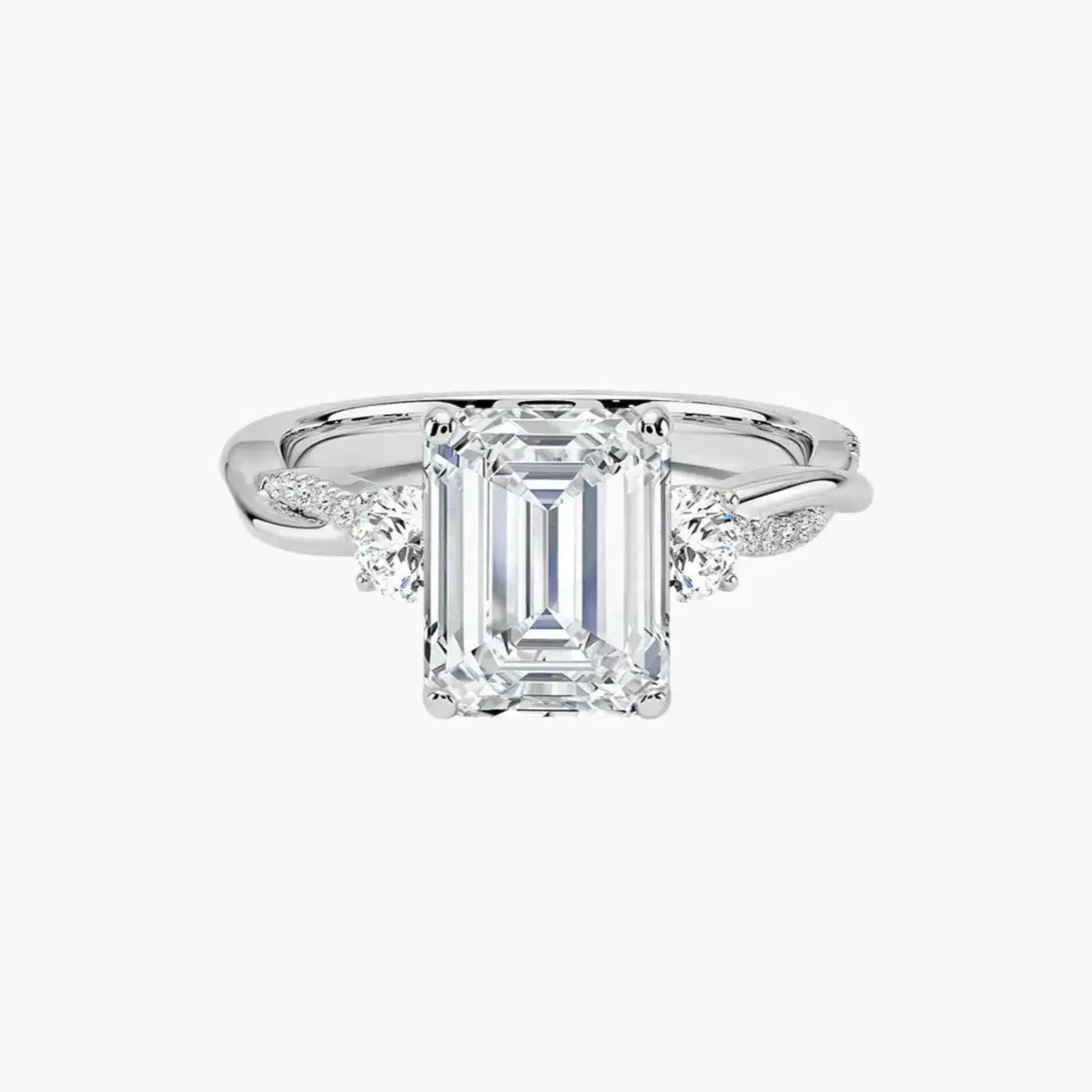 Calista Twisted Emerald Designer 1 Carat Lab Grown Diamond Engagement Ring in 14K Rose Gold