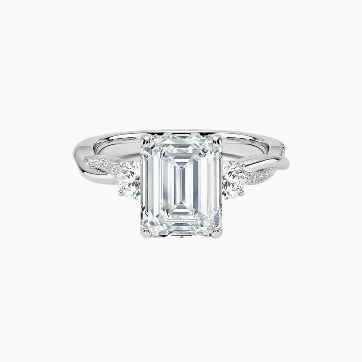 Calista Twisted Emerald Designer 2.5 Carat Lab Grown Diamond Engagement Ring in 18K White Gold