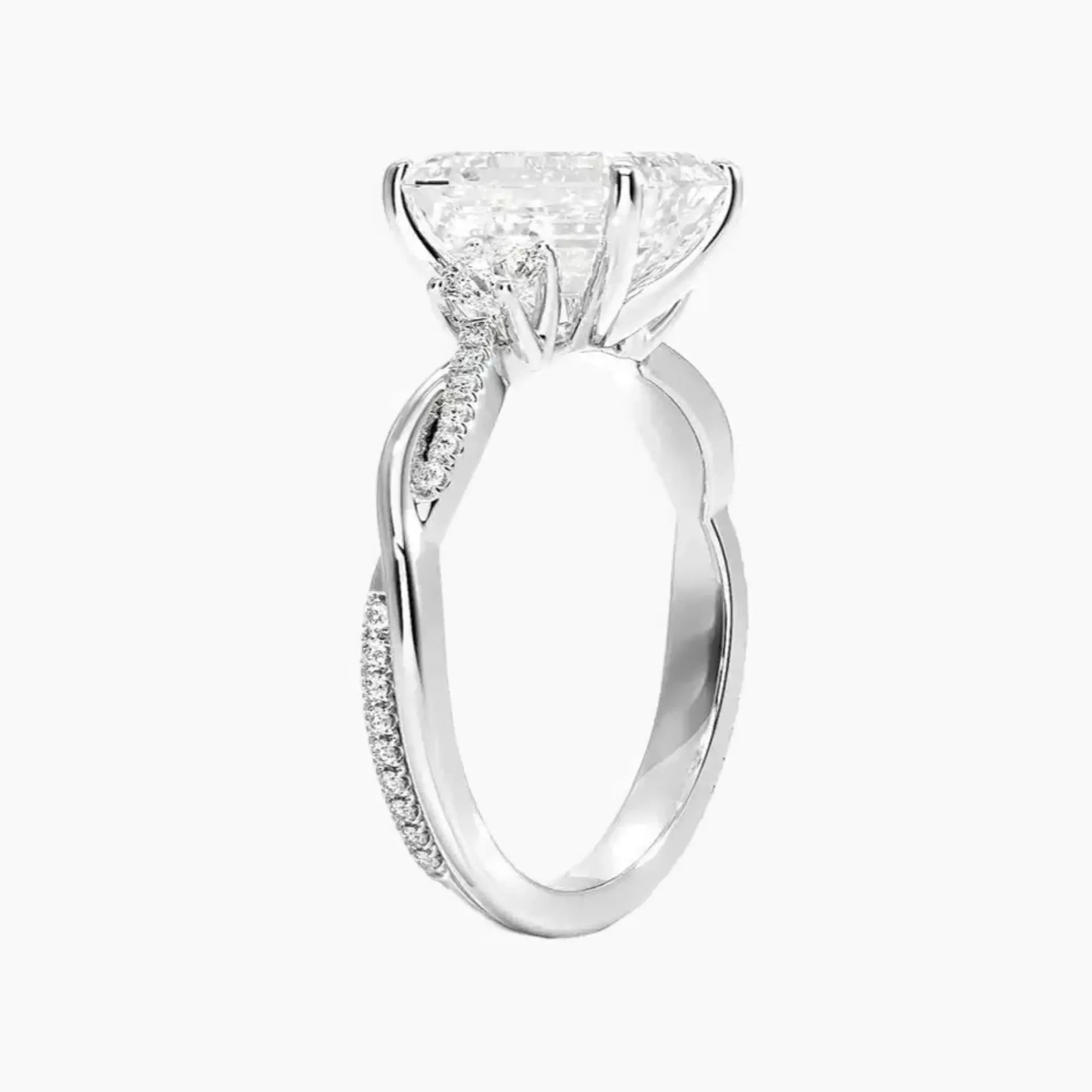 Calista Twisted Emerald Designer 2.5 Carat Lab Grown Diamond Engagement Ring in 14K Yellow Gold