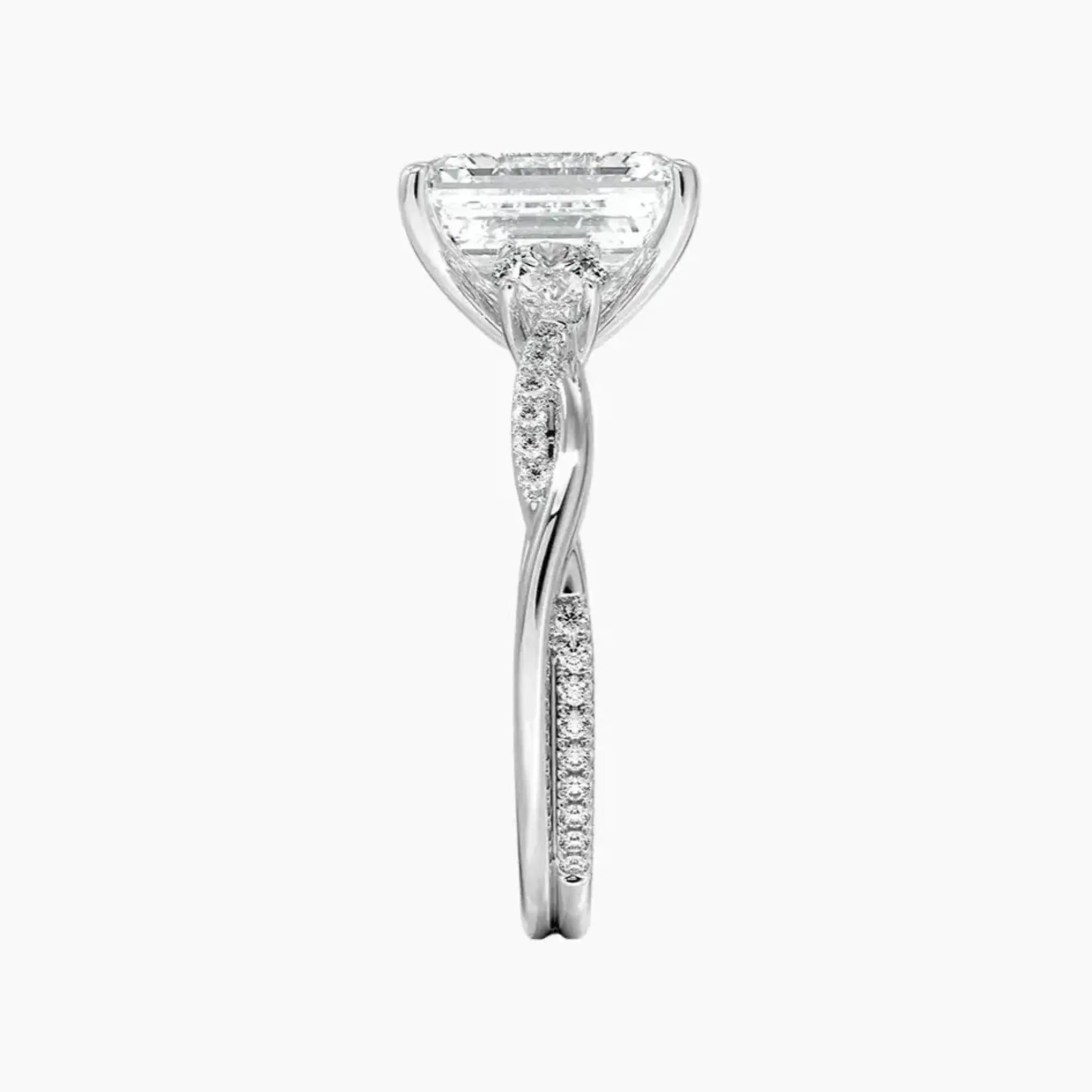Calista Twisted Emerald Designer 2.5 Carat Lab Grown Diamond Engagement Ring in 14K White Gold