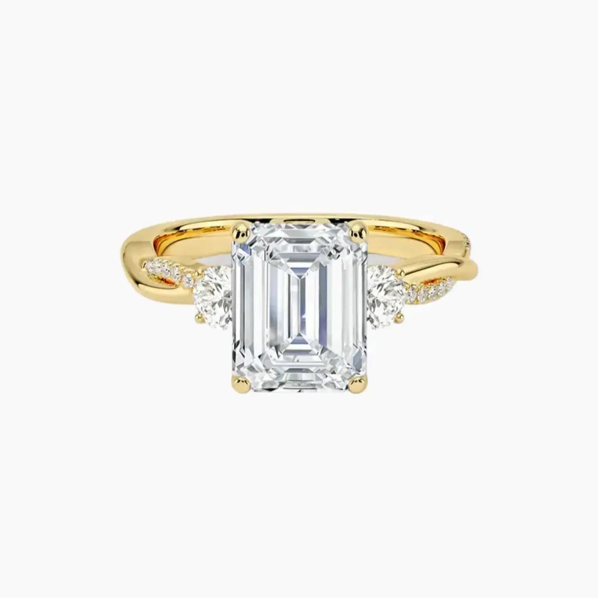 Calista Twisted Emerald Designer 2 Carat Lab Grown Diamond Engagement Ring in 14K Yellow Gold