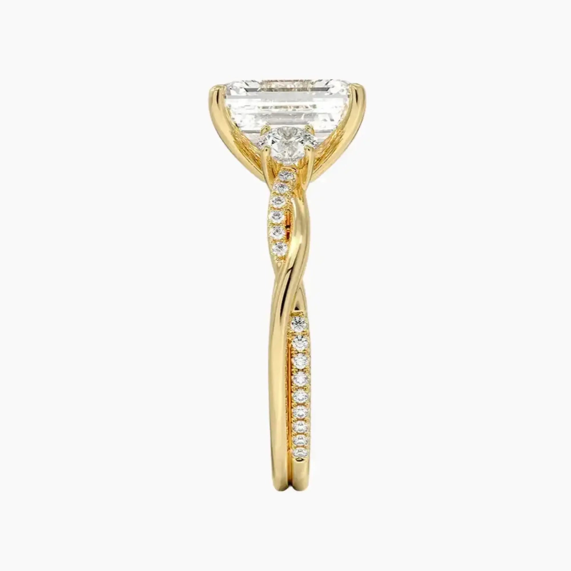 Calista Twisted Emerald Designer 2 Carat Lab Grown Diamond Engagement Ring in 18K Rose Gold