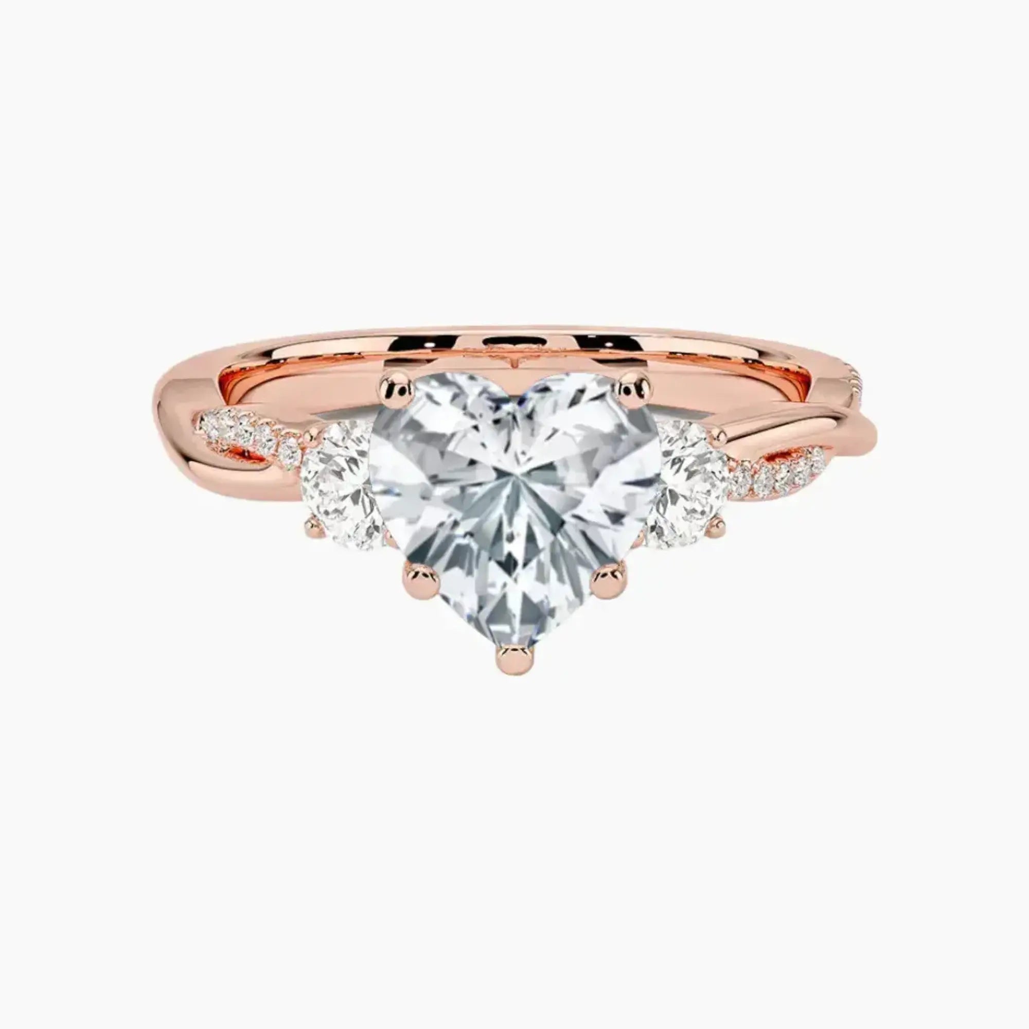 Calista Twisted Heart Designer 3 Carat Lab Grown Diamond Engagement Ring in 18K Rose Gold