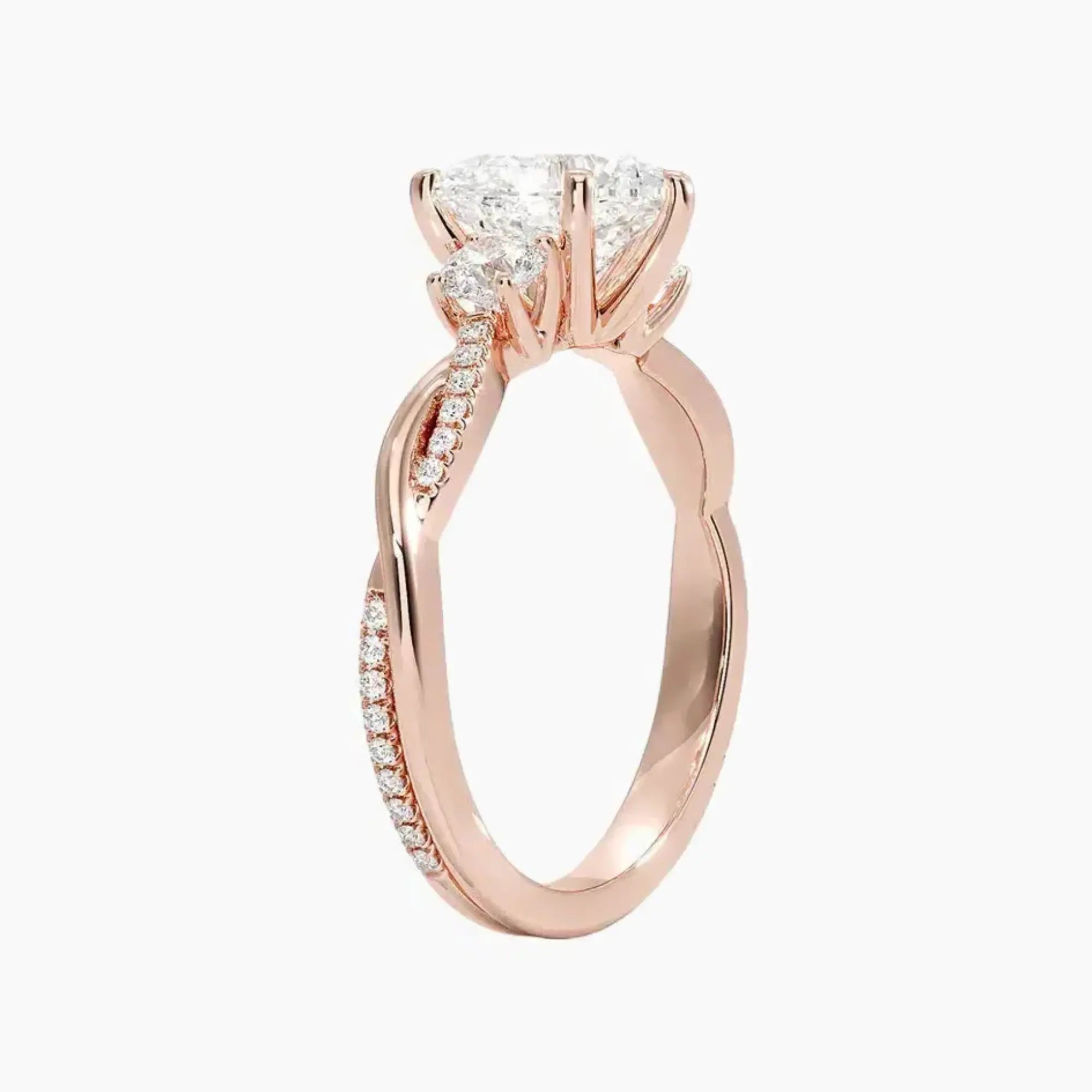 Calista Twisted Heart Designer 3 Carat Lab Grown Diamond Engagement Ring in 18K White Gold