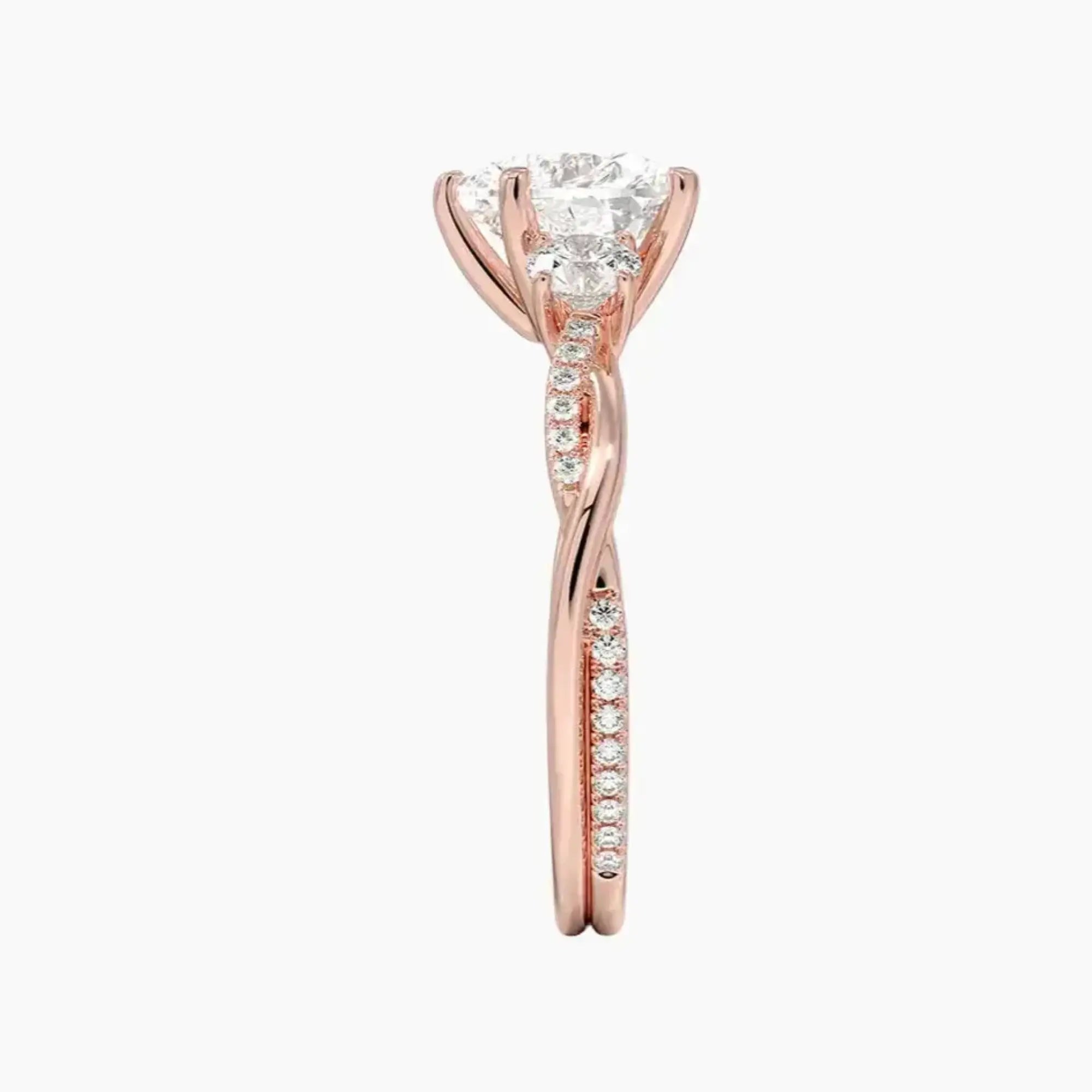 Calista Twisted Heart Designer 3 Carat Lab Grown Diamond Engagement Ring in 14K Rose Gold