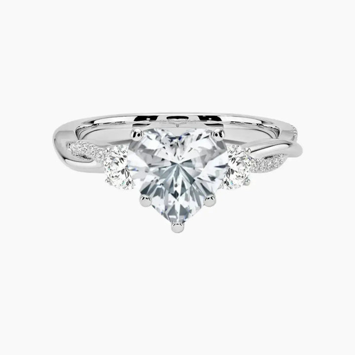 Calista Twisted Heart Designer 3 Carat Lab Grown Diamond Engagement Ring in 14K White Gold