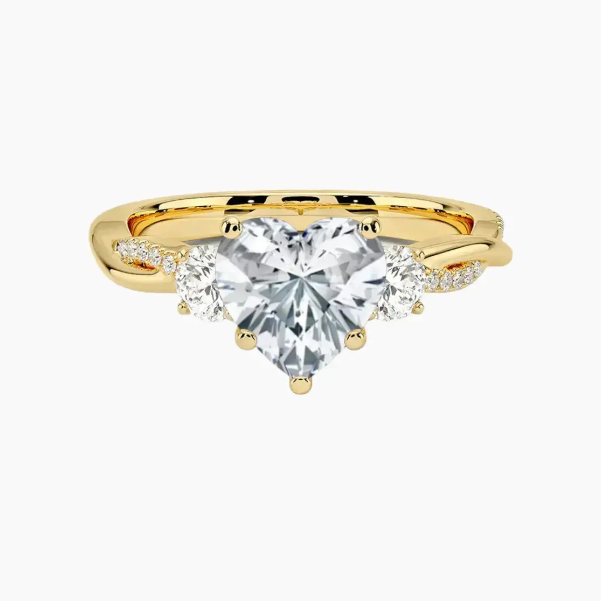 Calista Twisted Heart Designer 1 Carat Lab Grown Diamond Engagement Ring in 18K Yellow Gold