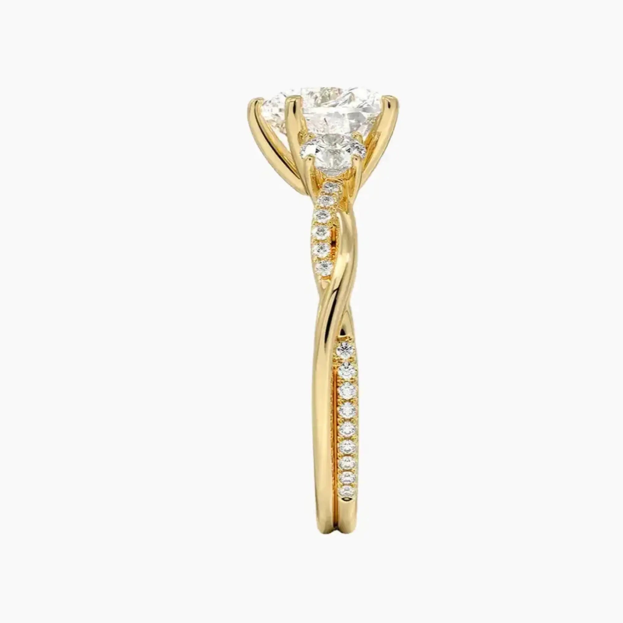 Calista Twisted Heart Designer 3 Carat Lab Grown Diamond Engagement Ring in 14K Yellow Gold
