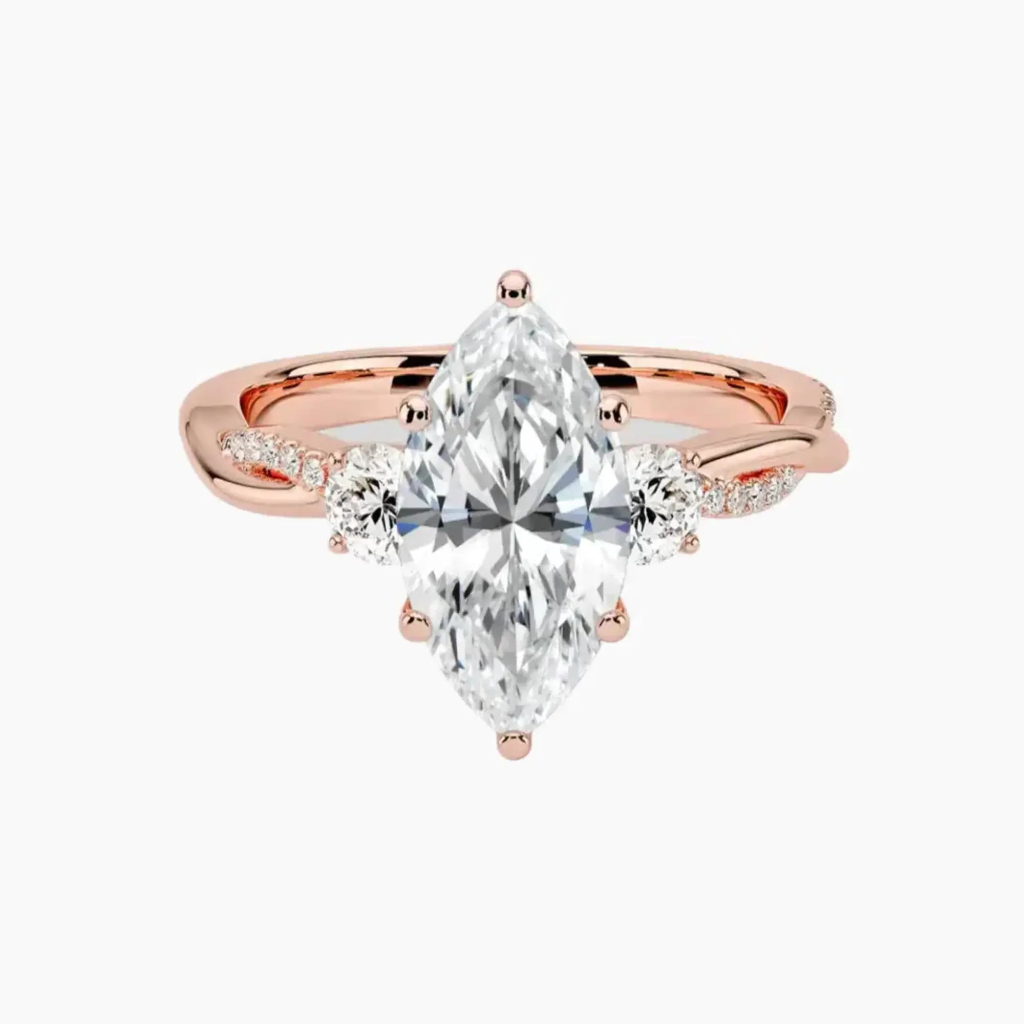 Calista Twisted Marquise Designer 2 Carat Lab Grown Diamond Engagement Ring in 14K Yellow Gold