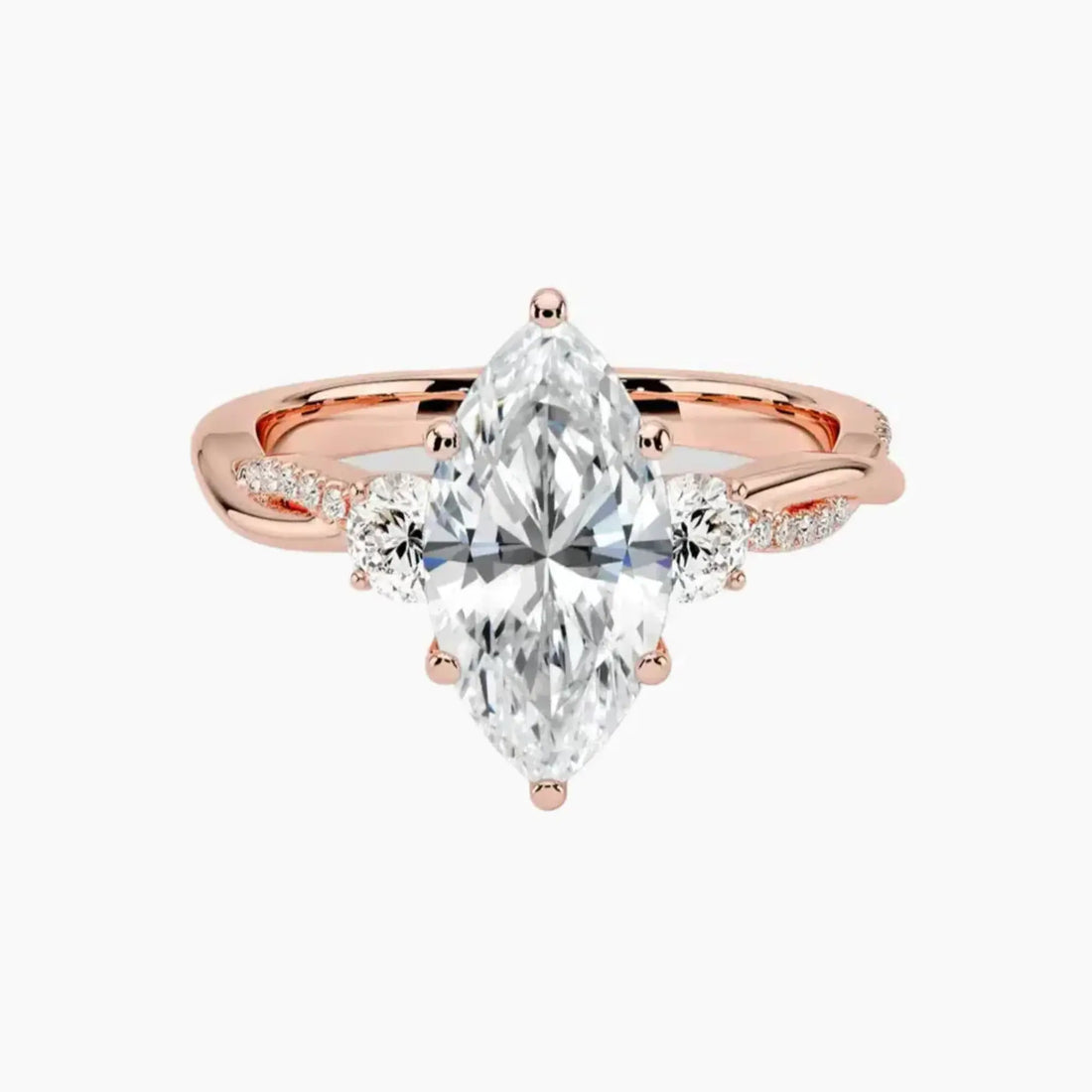 Calista Twisted Marquise Designer Diamond Ring Setting in 14K White Gold