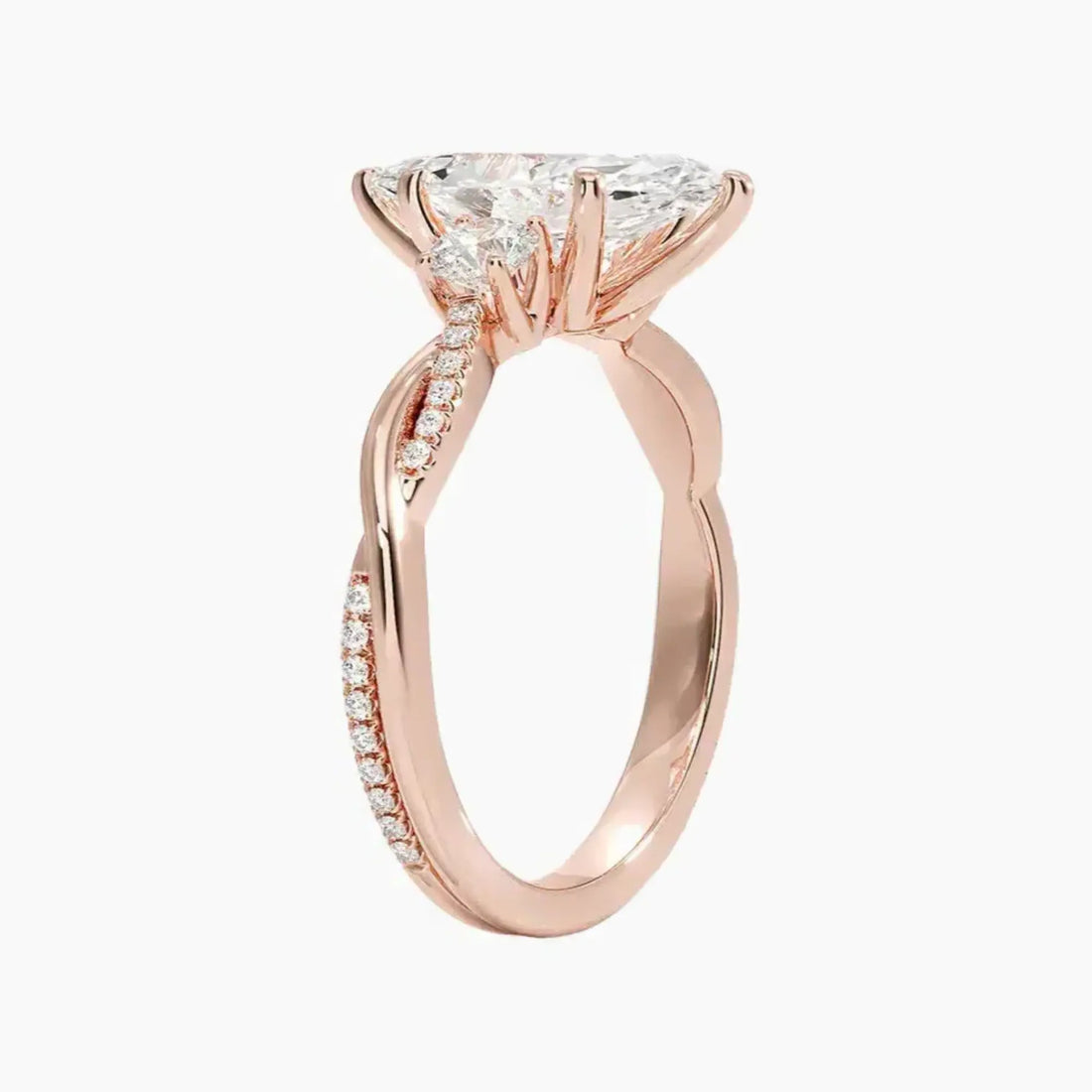 Calista Twisted Marquise Designer Diamond Ring Setting in 14K White Gold