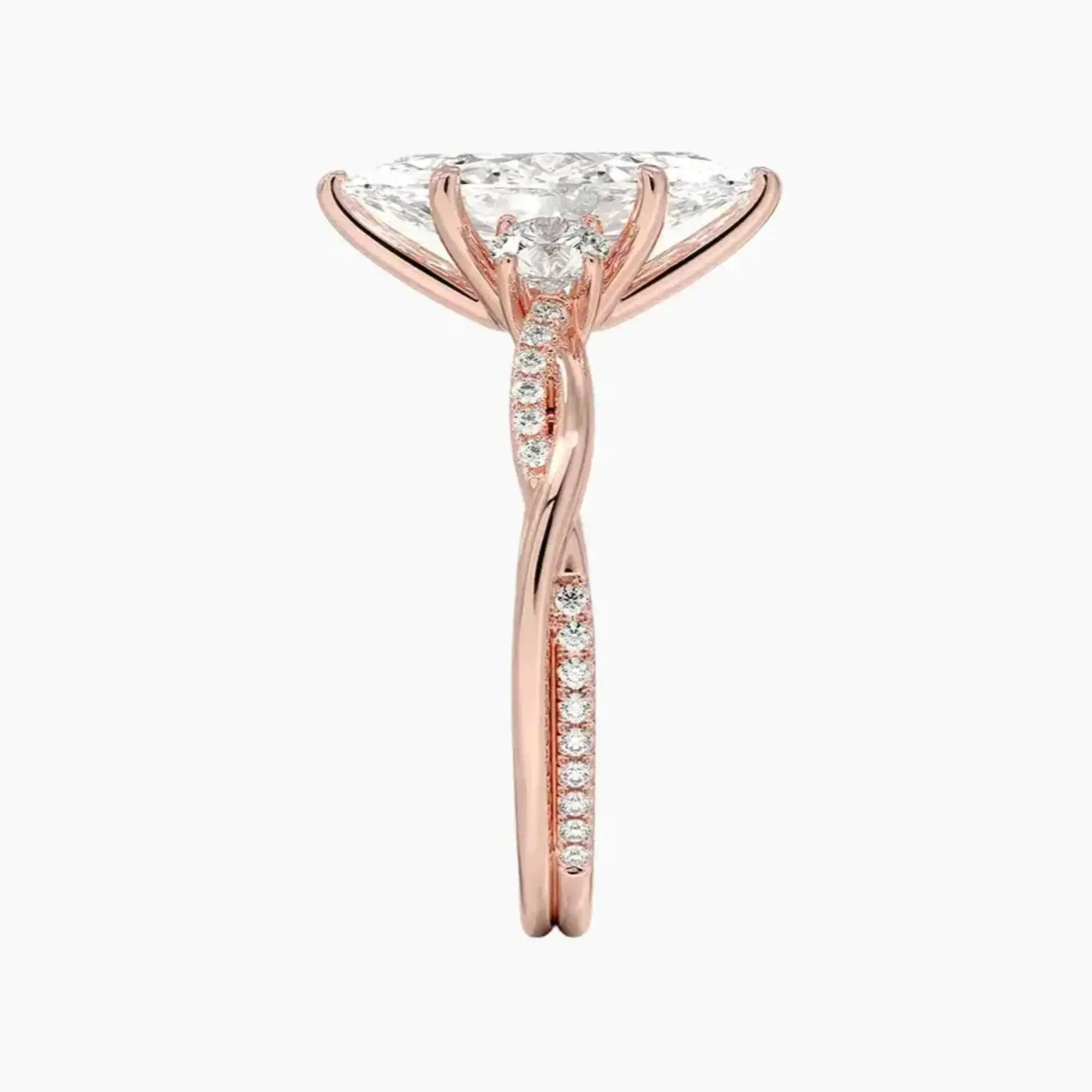 Calista Twisted Marquise Designer 3 Carat Lab Grown Diamond Engagement Ring in 14K White Gold