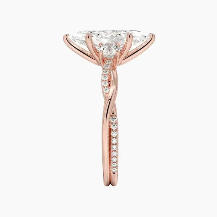 Calista Twisted Marquise Designer 3 Carat Lab Grown Diamond Engagement Ring in 14K Yellow Gold