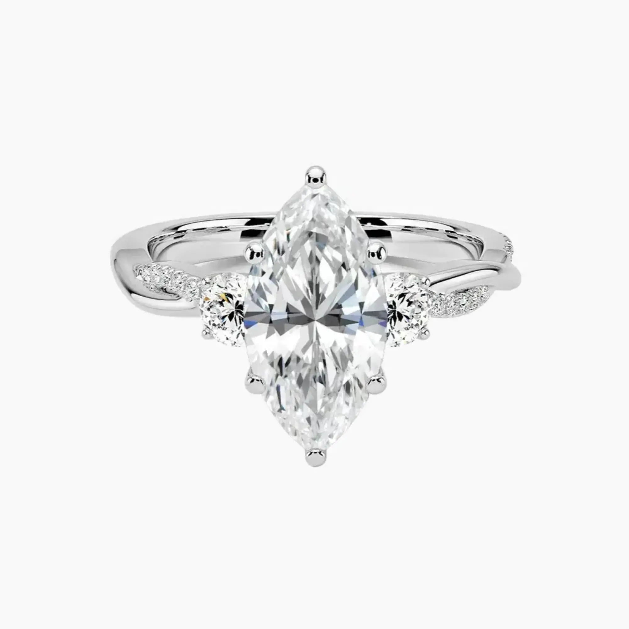 Calista Twisted Marquise Designer 1 Carat Lab Grown Diamond Engagement Ring in 18K Rose Gold