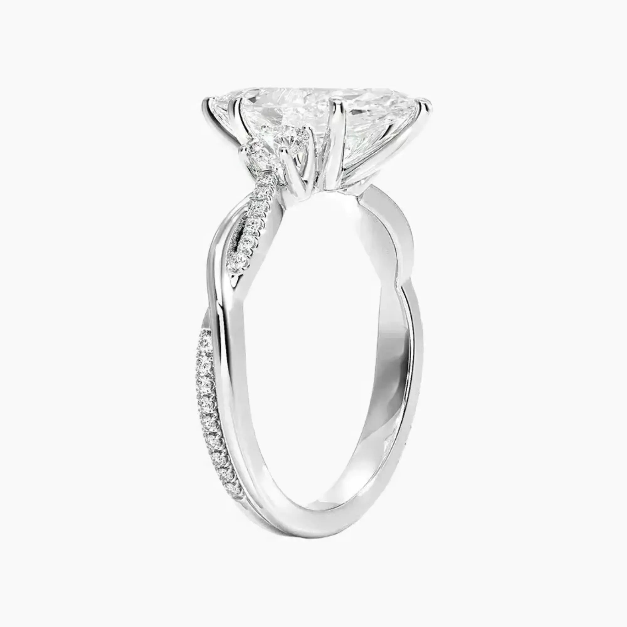 Calista Twisted Marquise Designer Diamond Ring Setting in 18K White Gold
